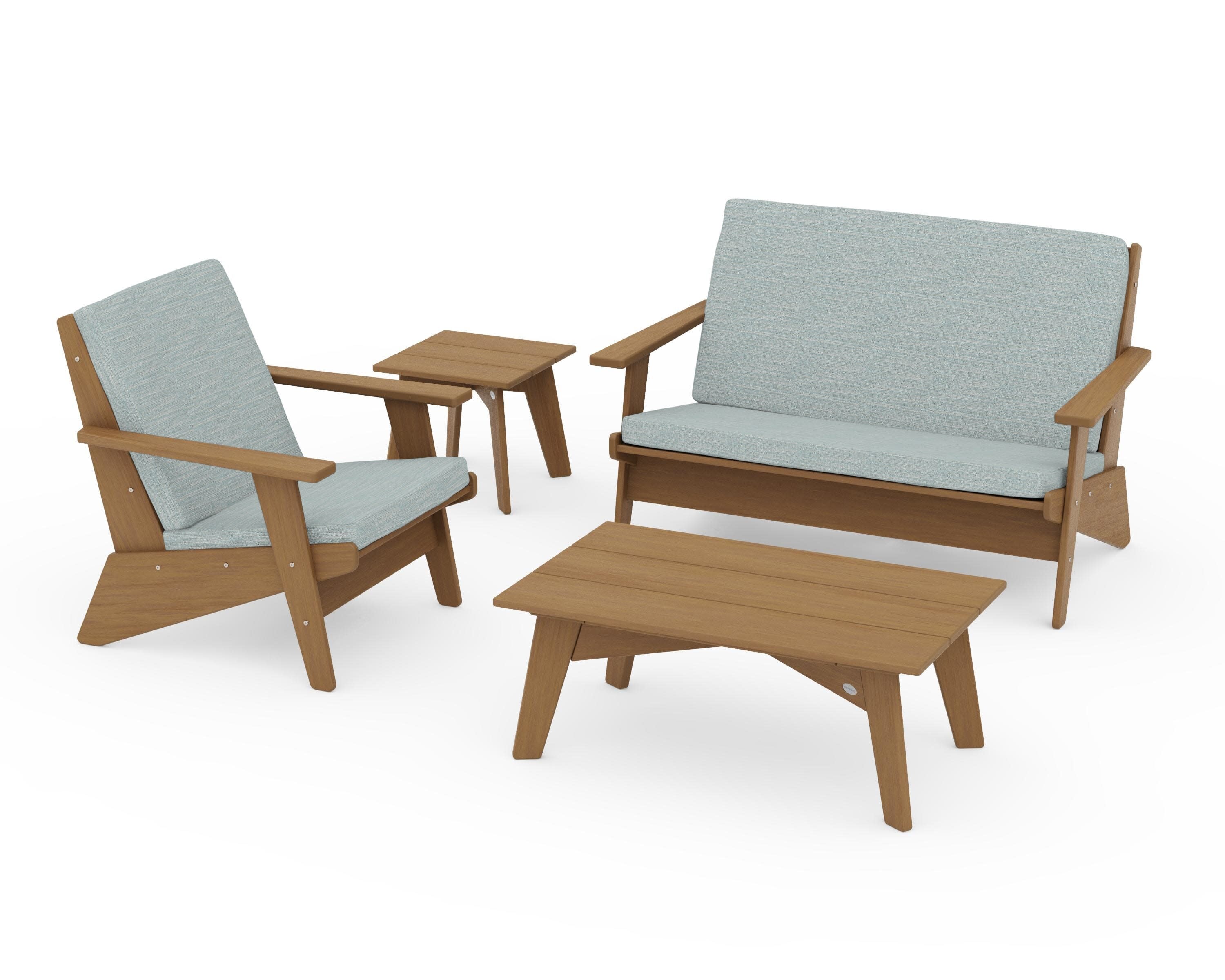 Riviera Modern Lounge 4-Piece Set in Natural / Soothe Mist