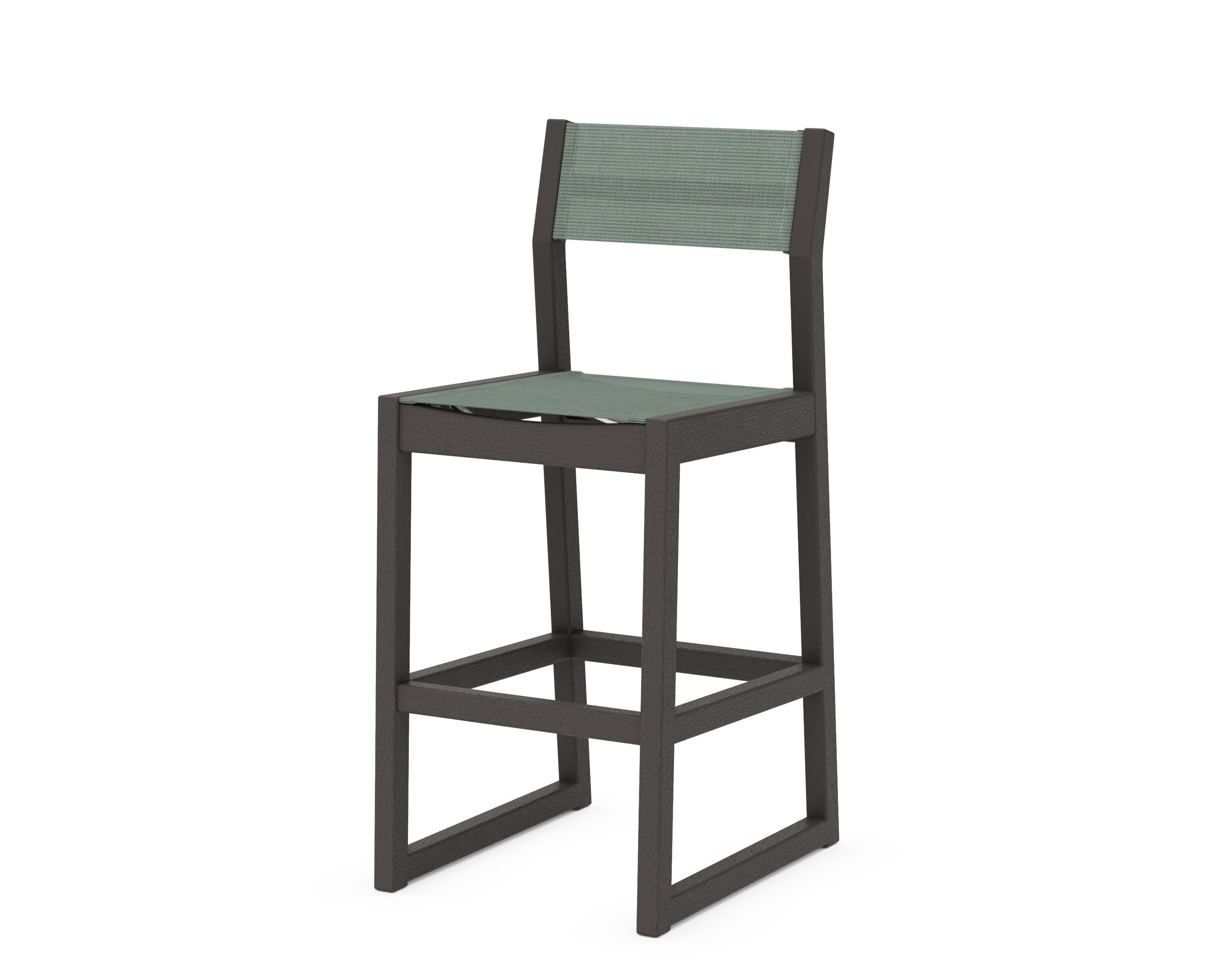 EDGE Sling Bar Side Chair in Vintage Coffee / Dupioni Sea Mist Sling