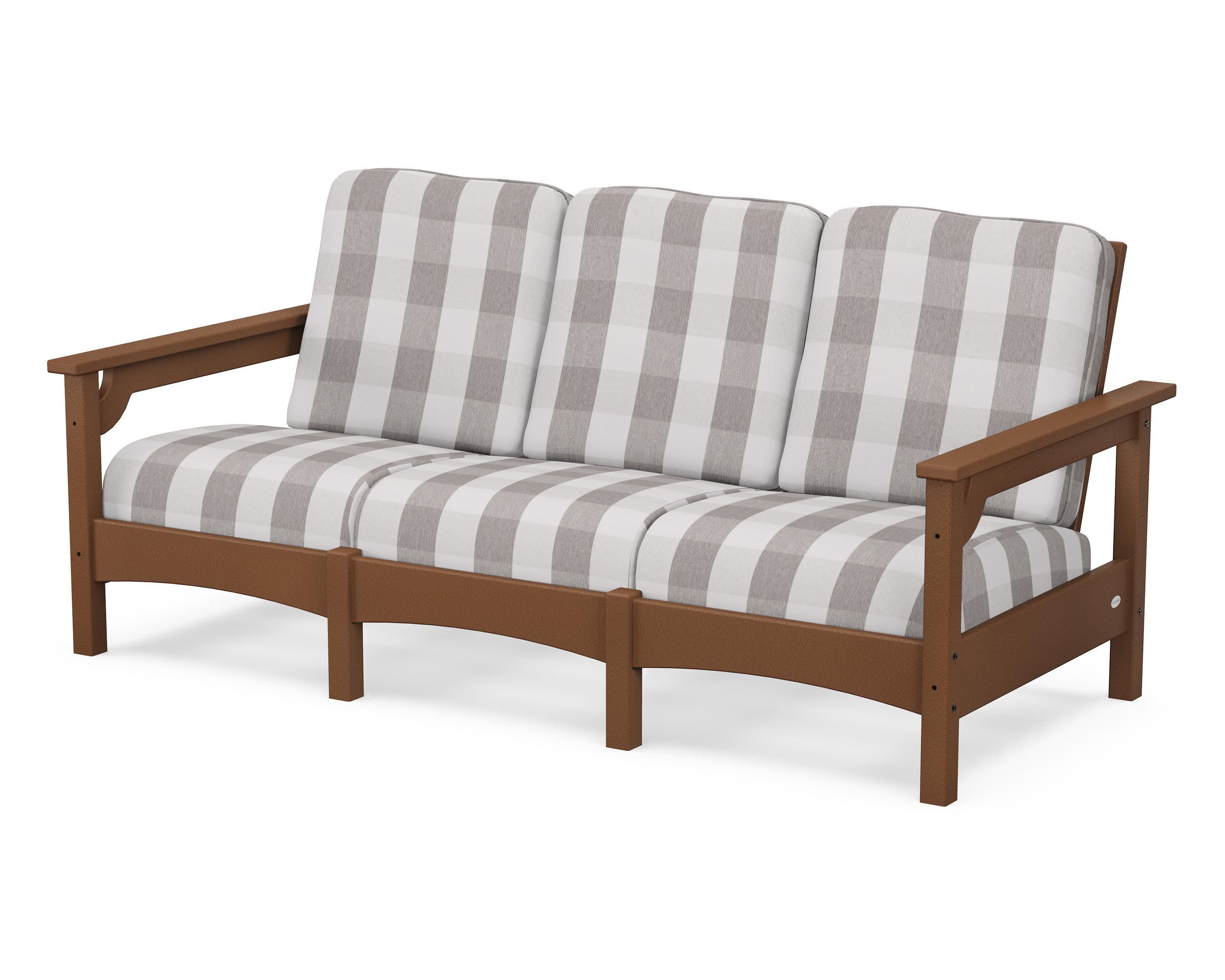 Club Sofa in Teak / Buffalo Plaid Grey Mist