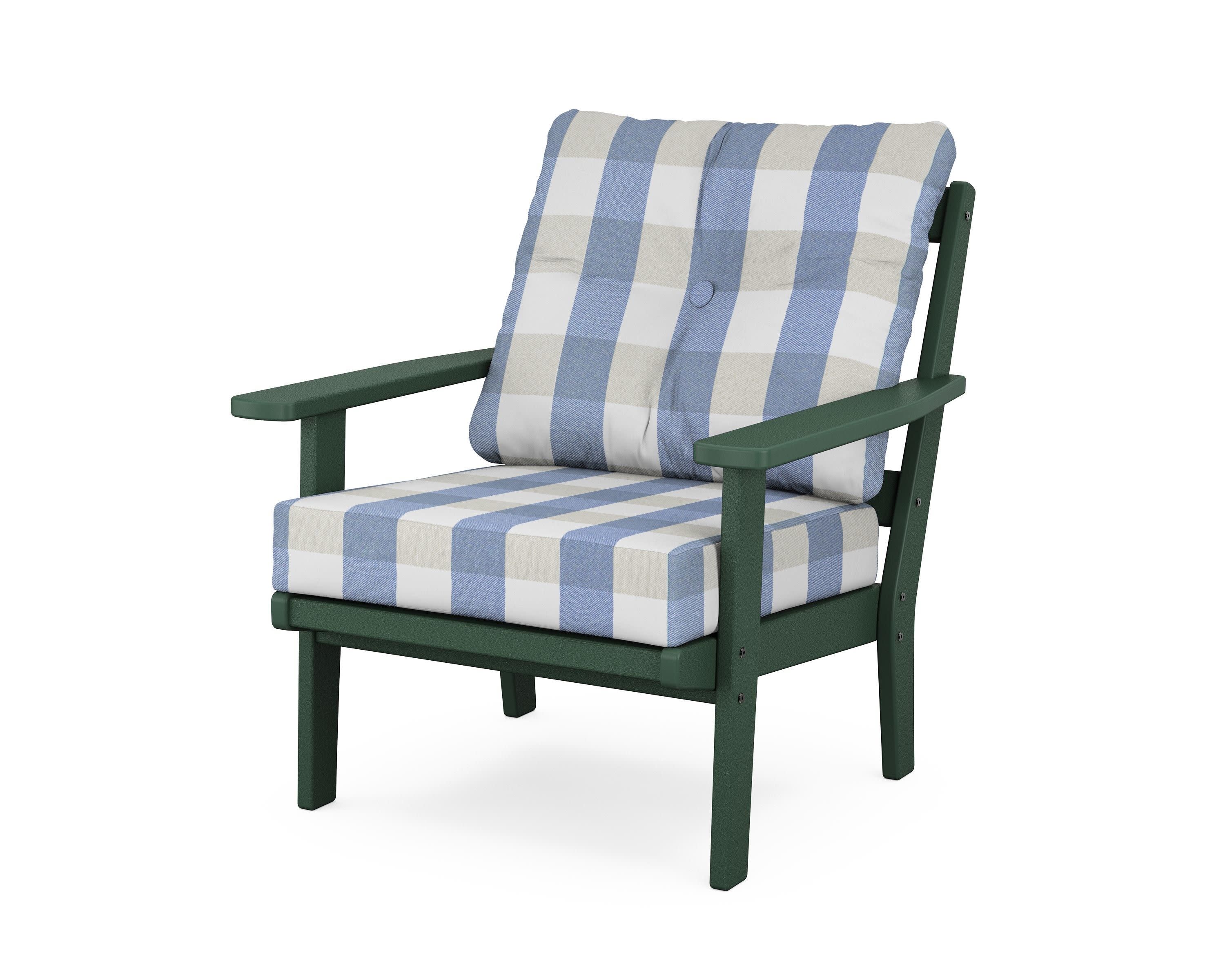 Oxford Deep Seating Chair in Green / Buffalo Plaid Sky Blue