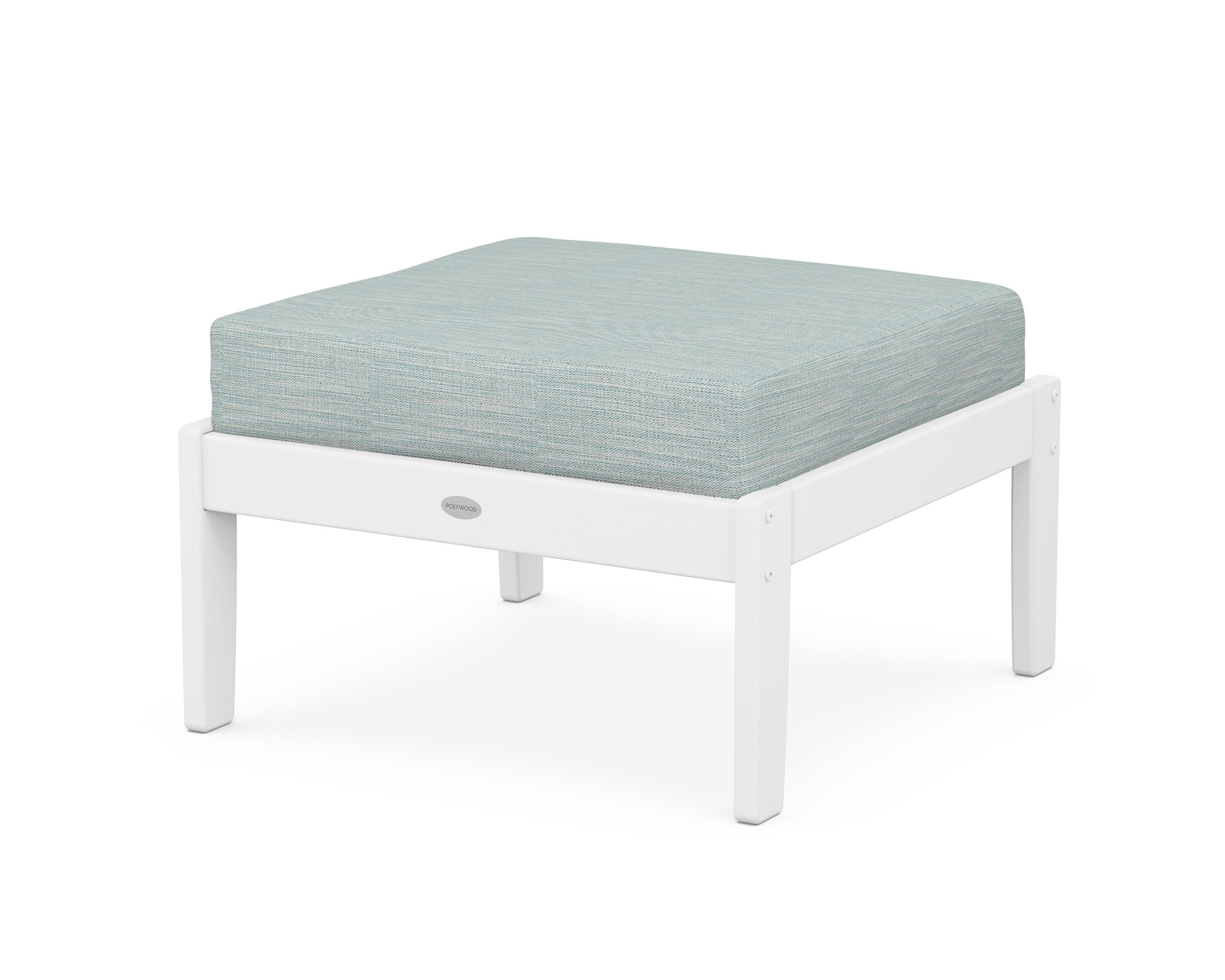 Braxton Deep Seating Ottoman in White / Soothe Mist