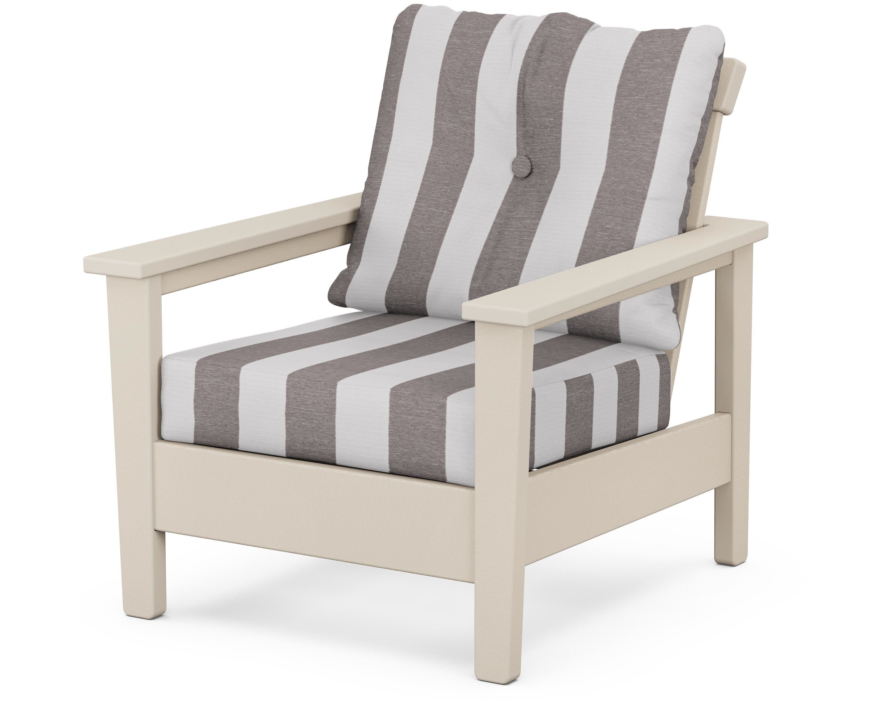 Prescott Deep Seating Chair in Sand / Cabana Stripe Grey Mist