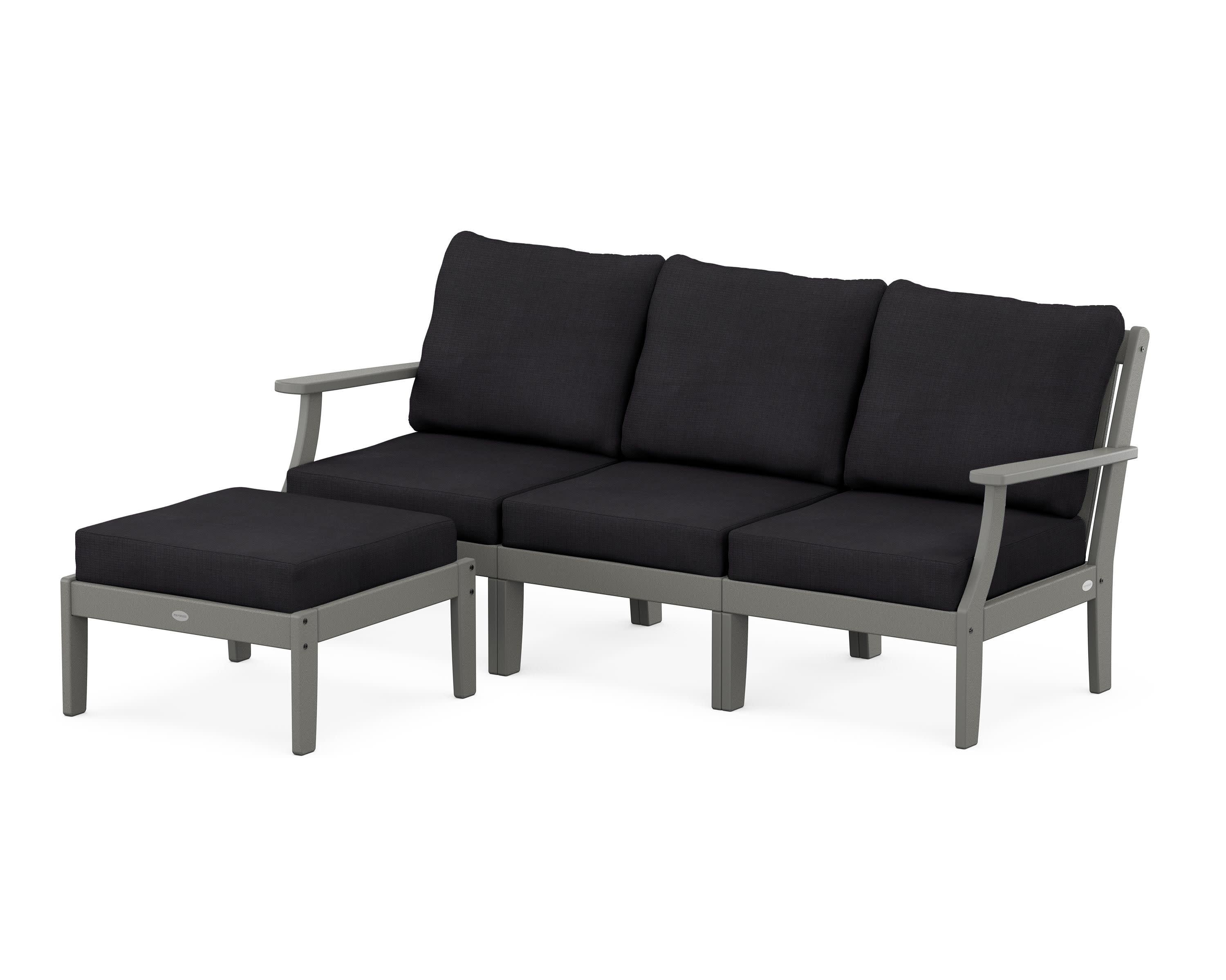 Braxton Modular 4-Piece Deep Seating Set with Ottoman in Slate Grey / Midnight Linen