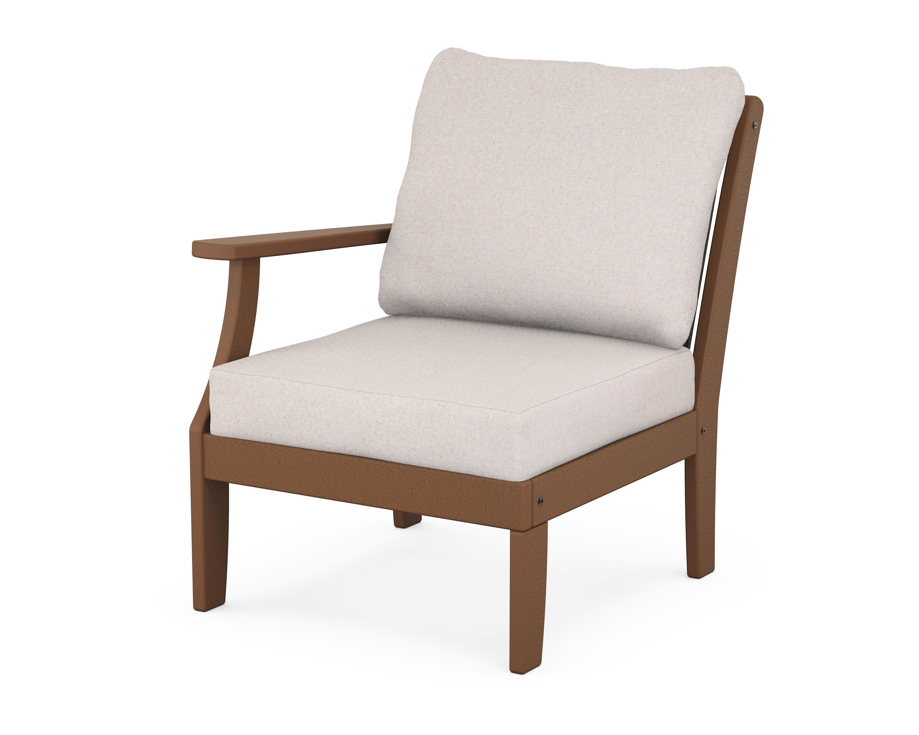 Braxton Modular Left Arm Chair in Teak / Dune Burlap