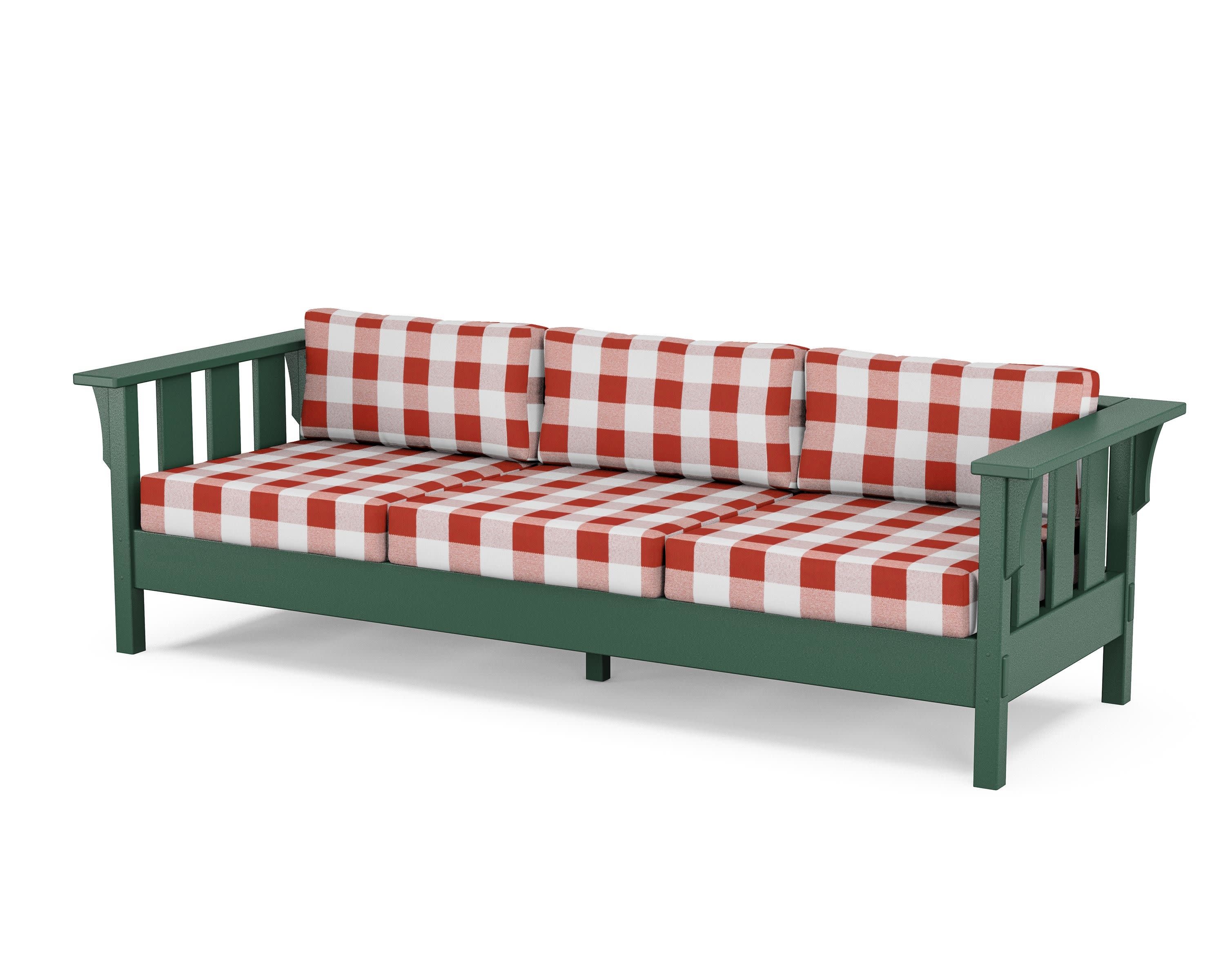 Acadia Deep Seating Sofa in Green / Buffalo Plaid Crimson