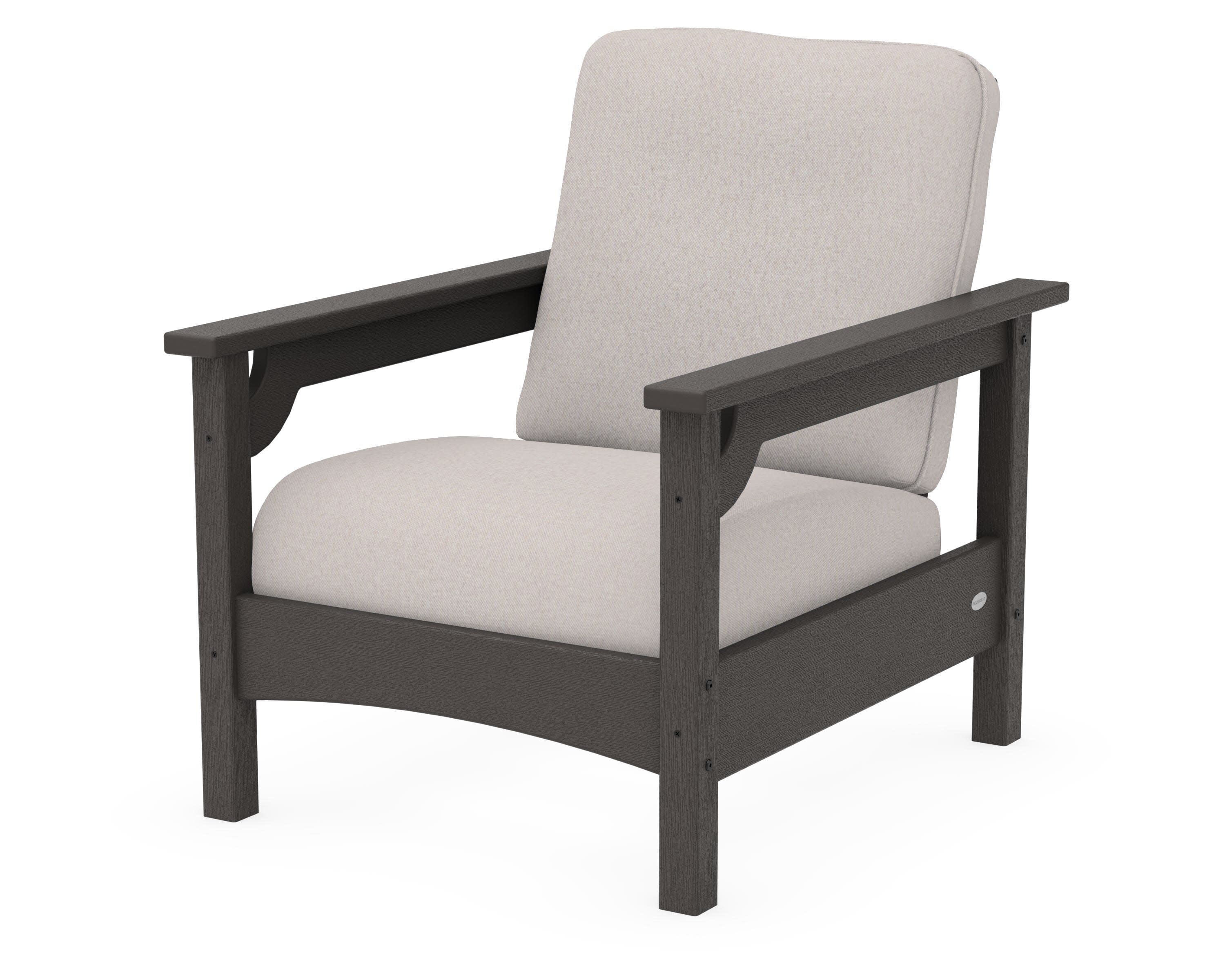 Club Chair in Vintage Coffee / Dune Burlap