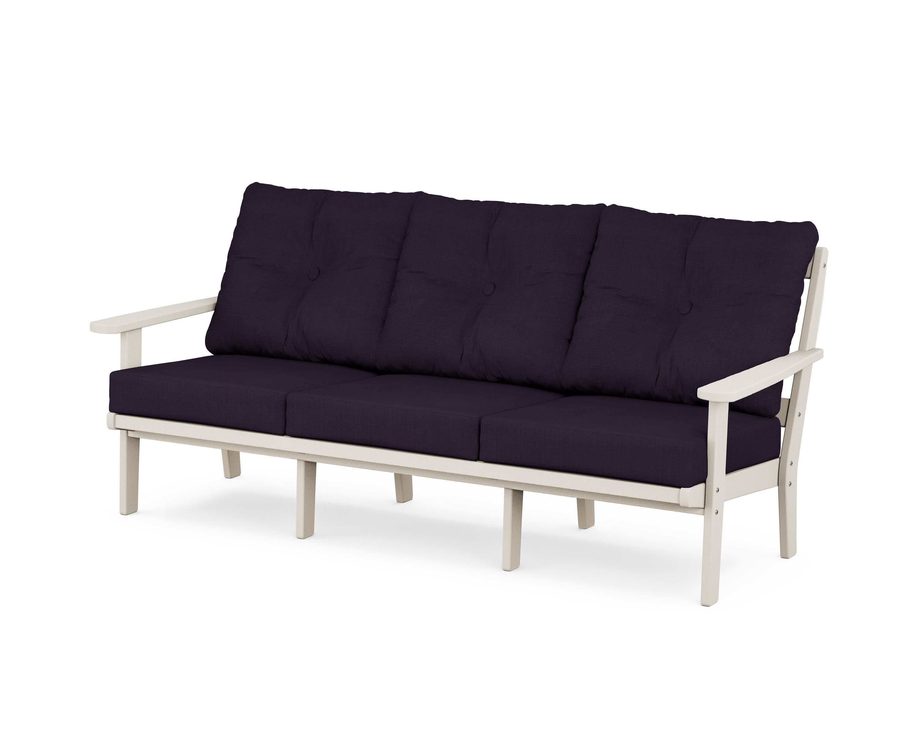 Mission Deep Seating Sofa in Sand / Navy Linen