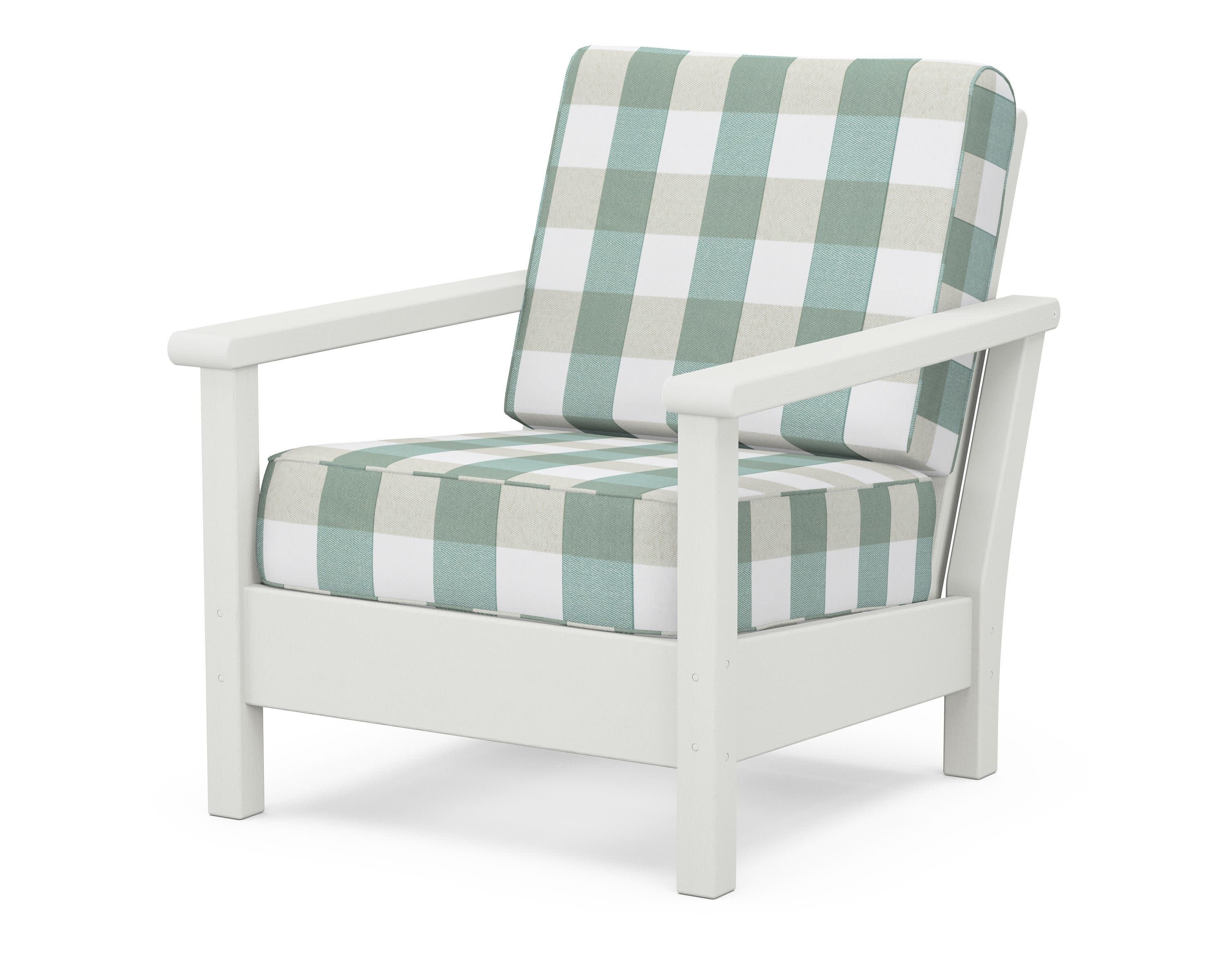 Harbour Deep Seating Chair in Vintage White / Buffalo Plaid Glacier Spa