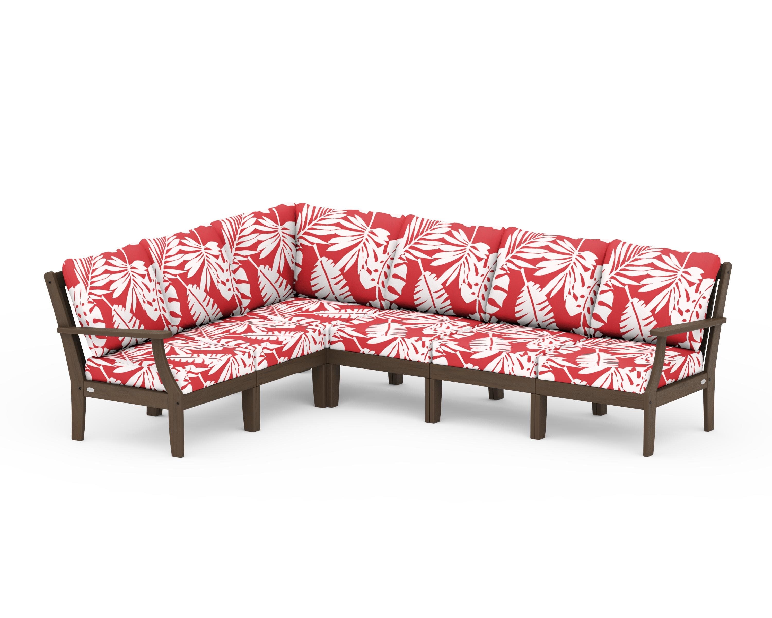 Braxton Modular 6-Piece Deep Seating Set in Kona / Leaf Crimson