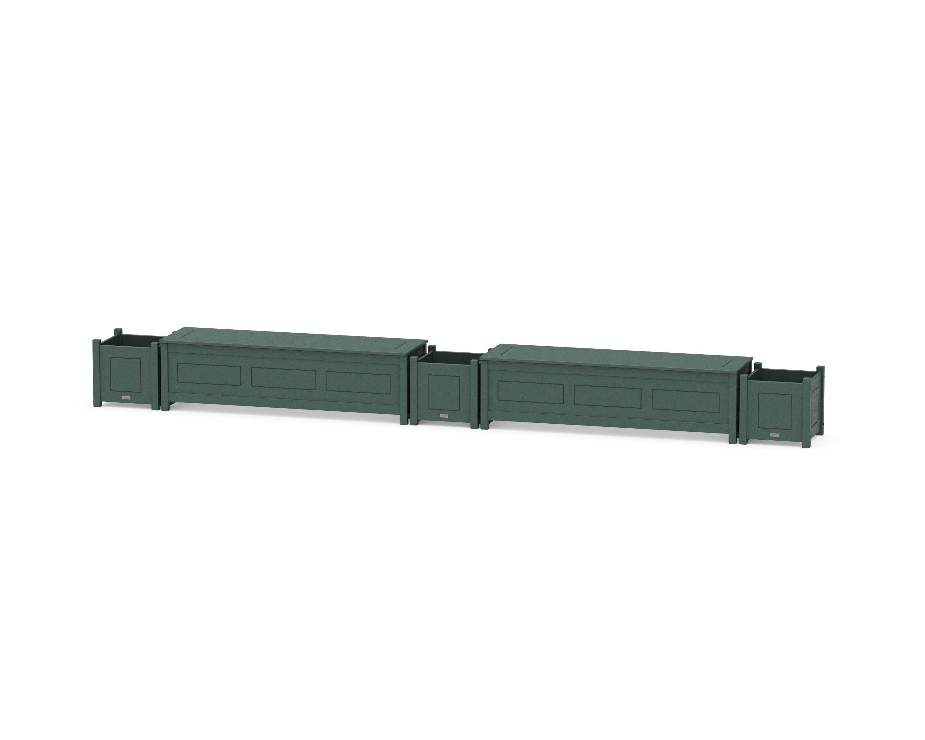 60" Country Living Straight Double Planter Storage Bench Set in Green