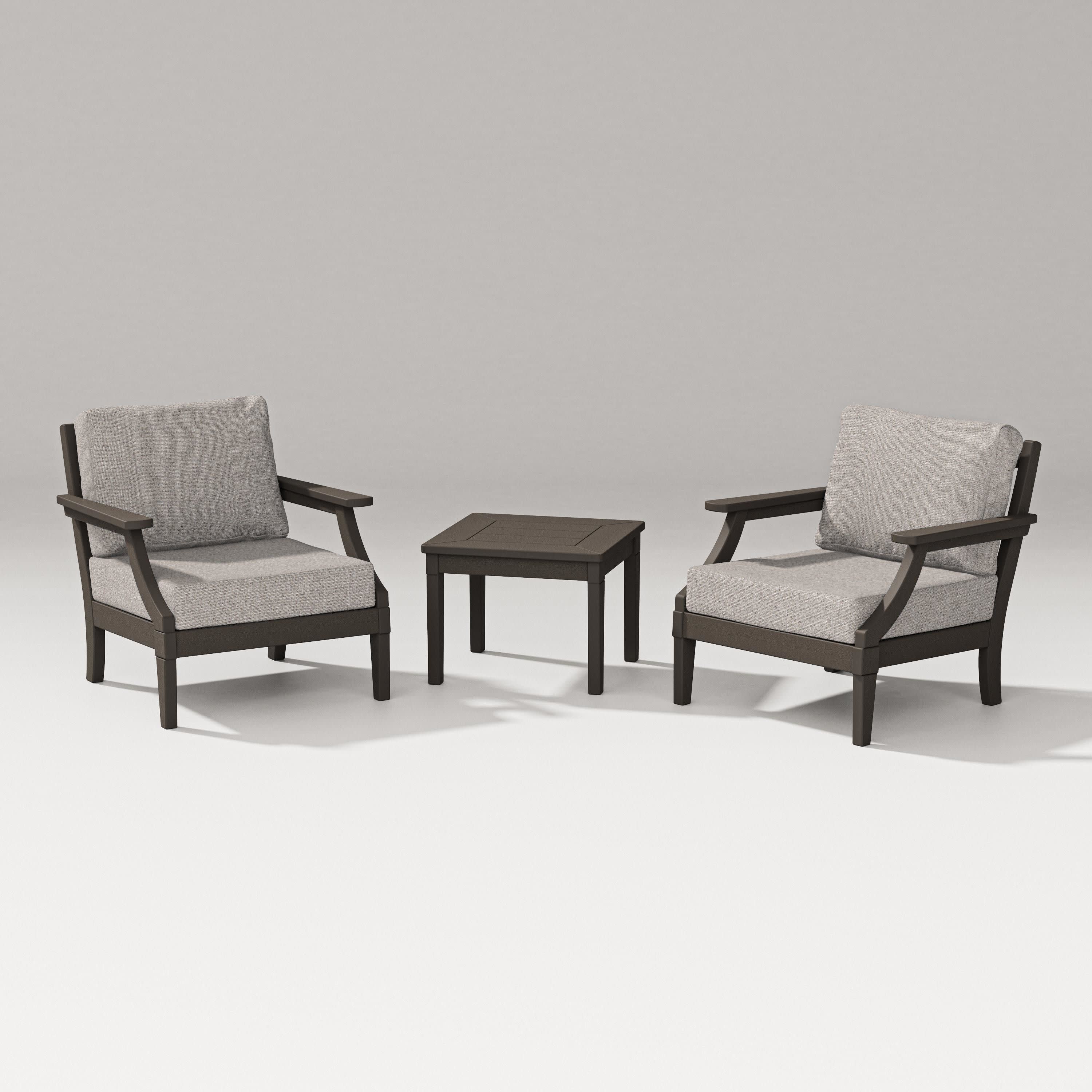 Estate 3-Piece Lounge Chair Set in Vintage Coffee / Weathered Tweed