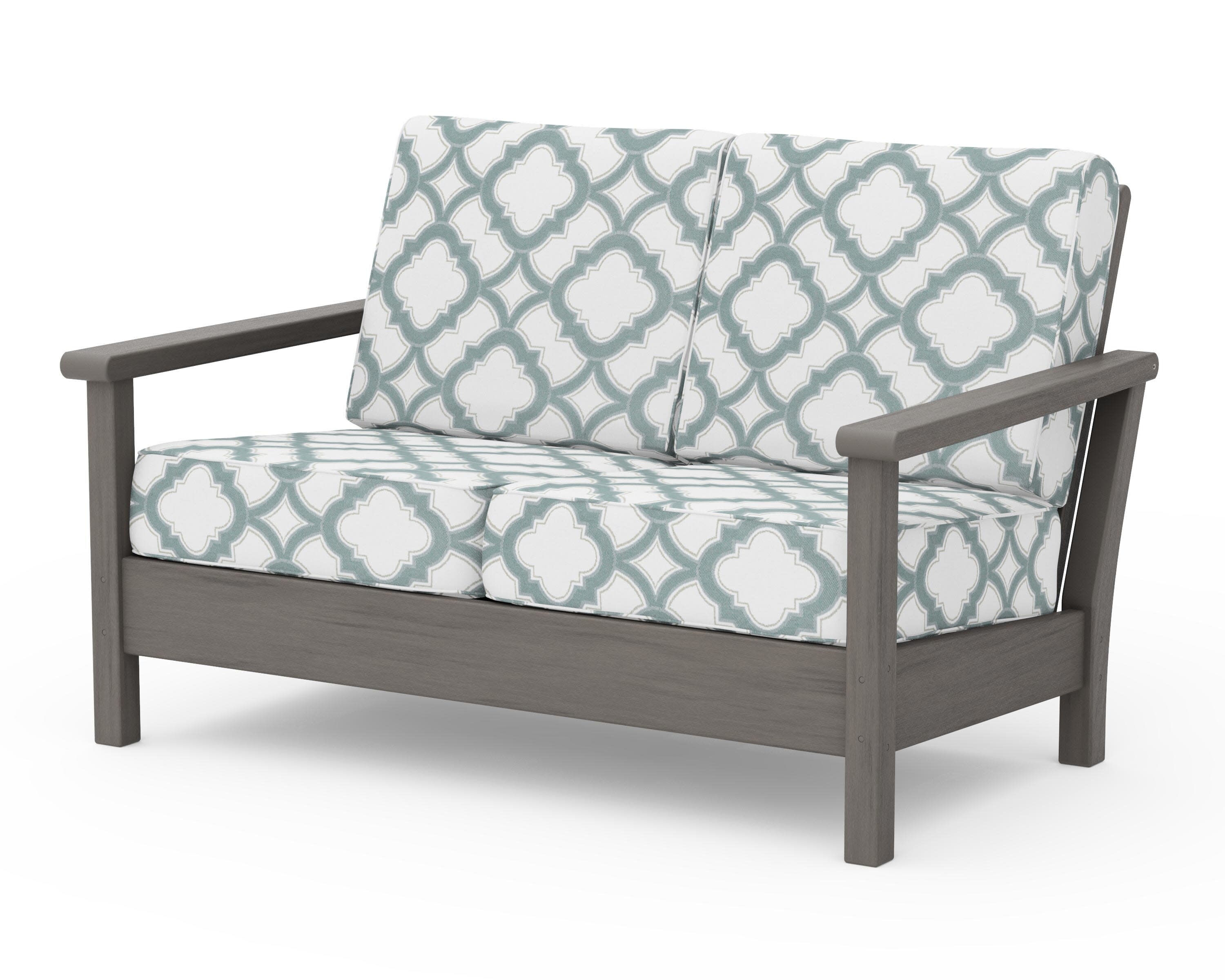 Harbour Deep Seating Loveseat in Driftwood / Trellis Glacier Spa