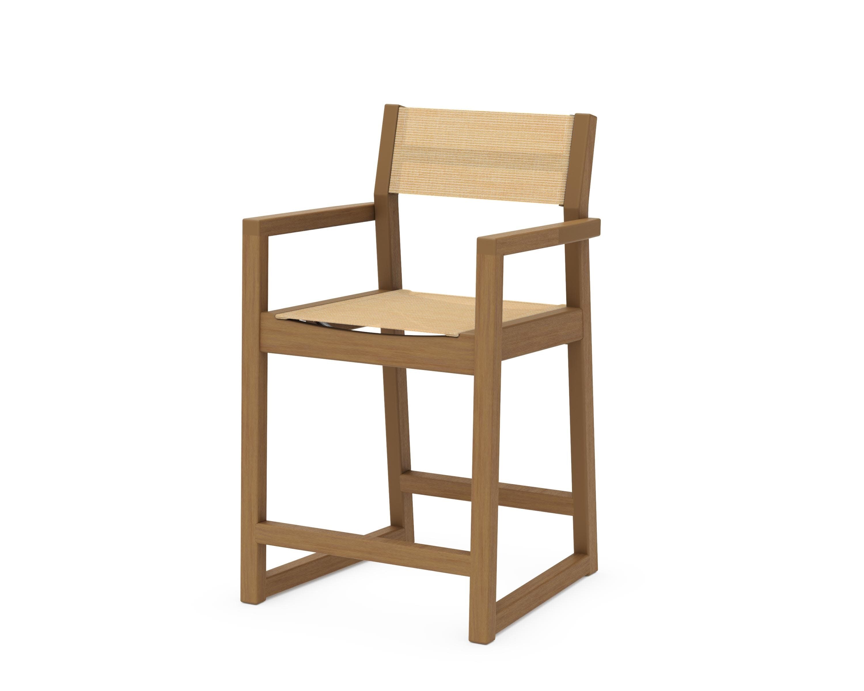 EDGE Sling Counter Arm Chair in Natural / Dupioni Apricot Sling