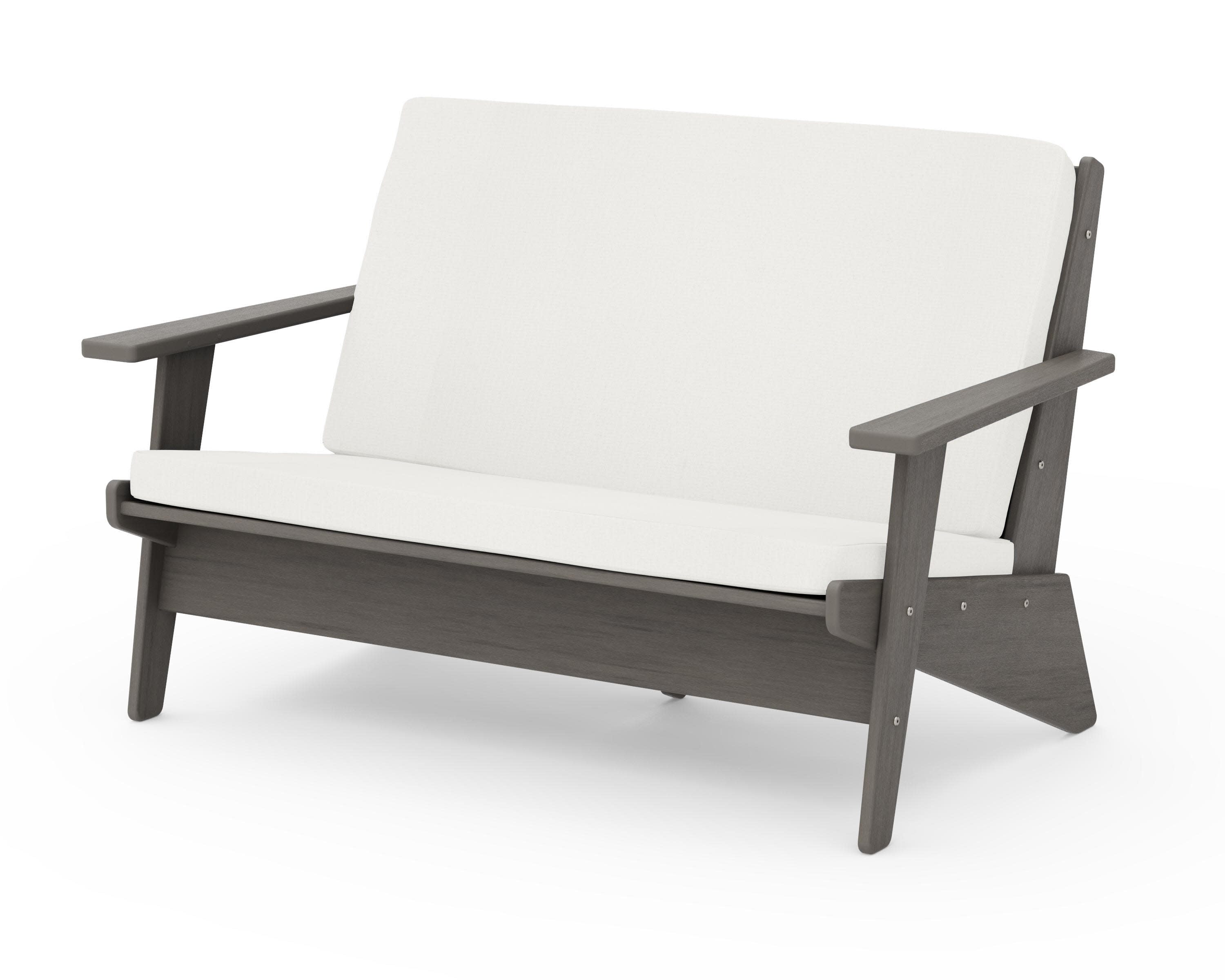 Riviera Modern Lounge Loveseat in Driftwood / Natural Linen