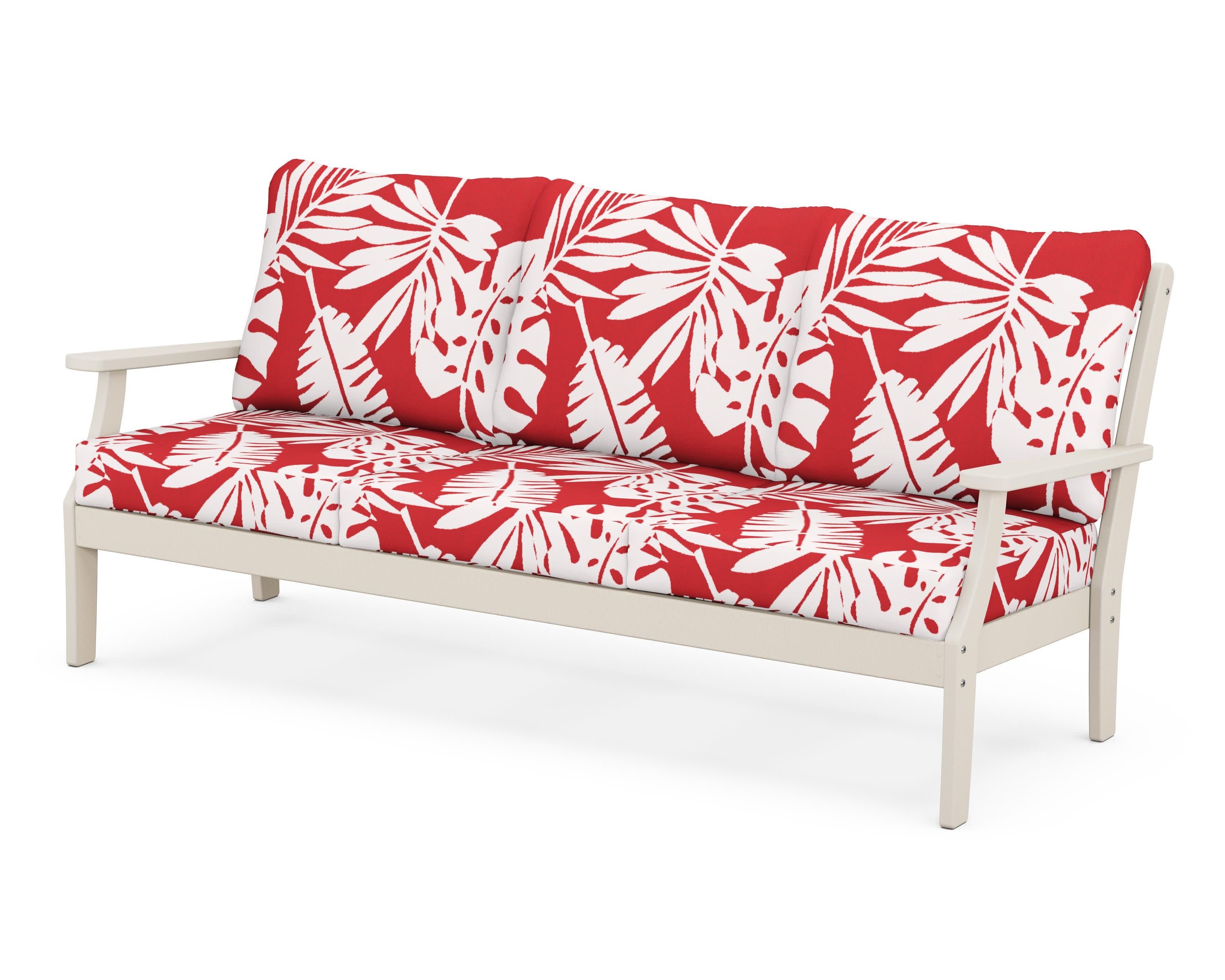 Braxton Deep Seating Sofa in Sand / Leaf Crimson