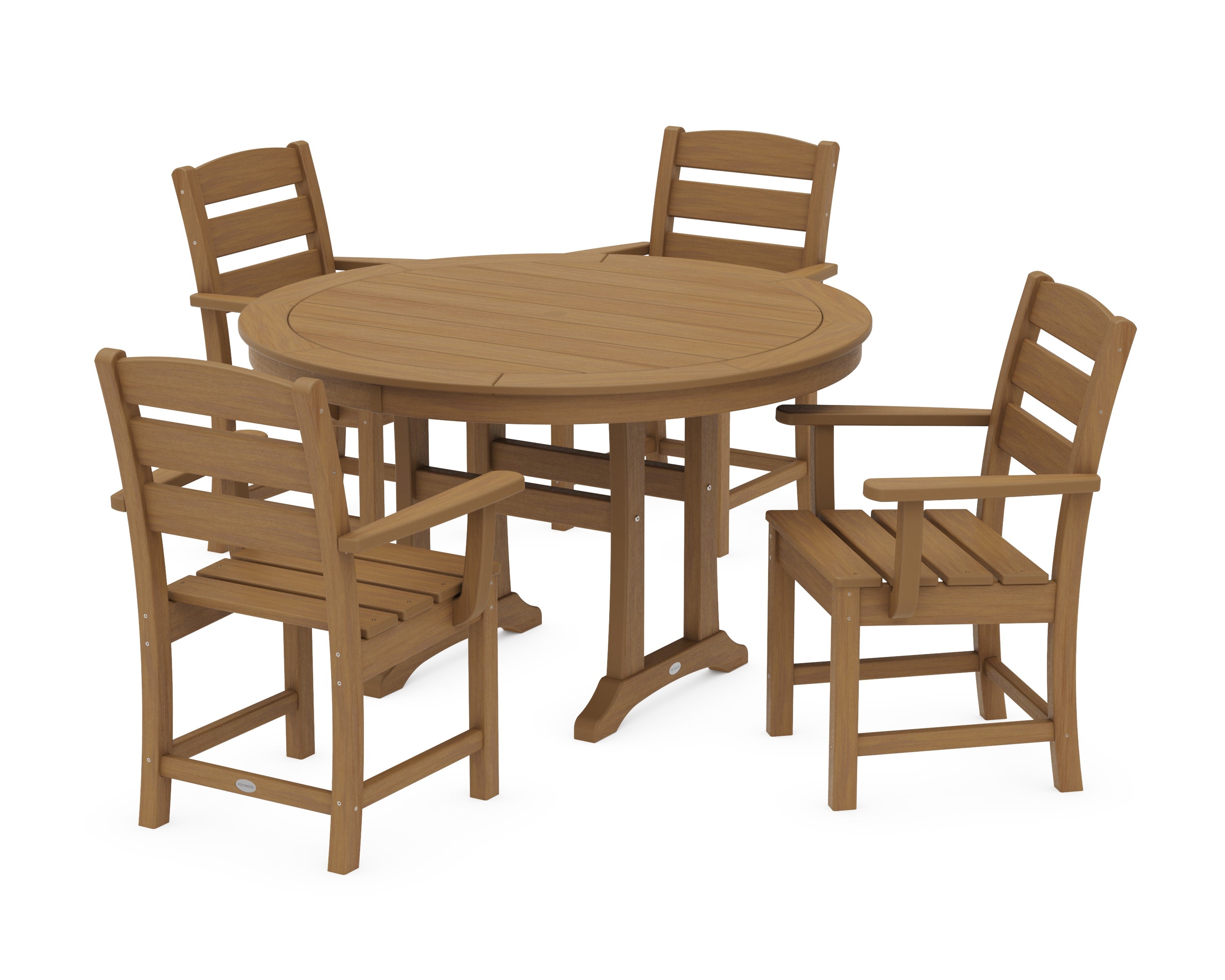 Lakeside 5-Piece Round Dining Set with Trestle Legs in Natural