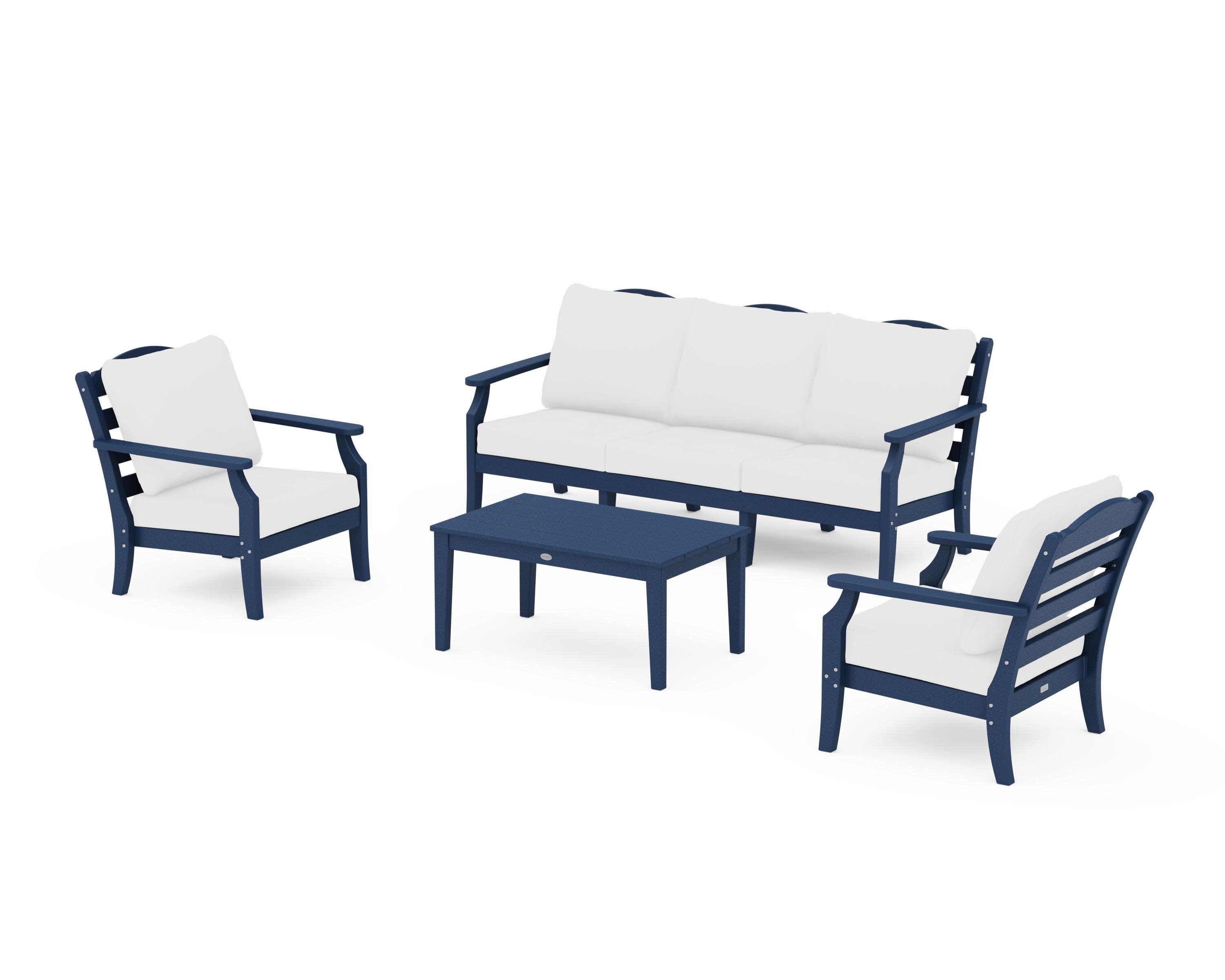 Savannah 4-Piece Deep Seating Set with Sofa in Navy / Natural