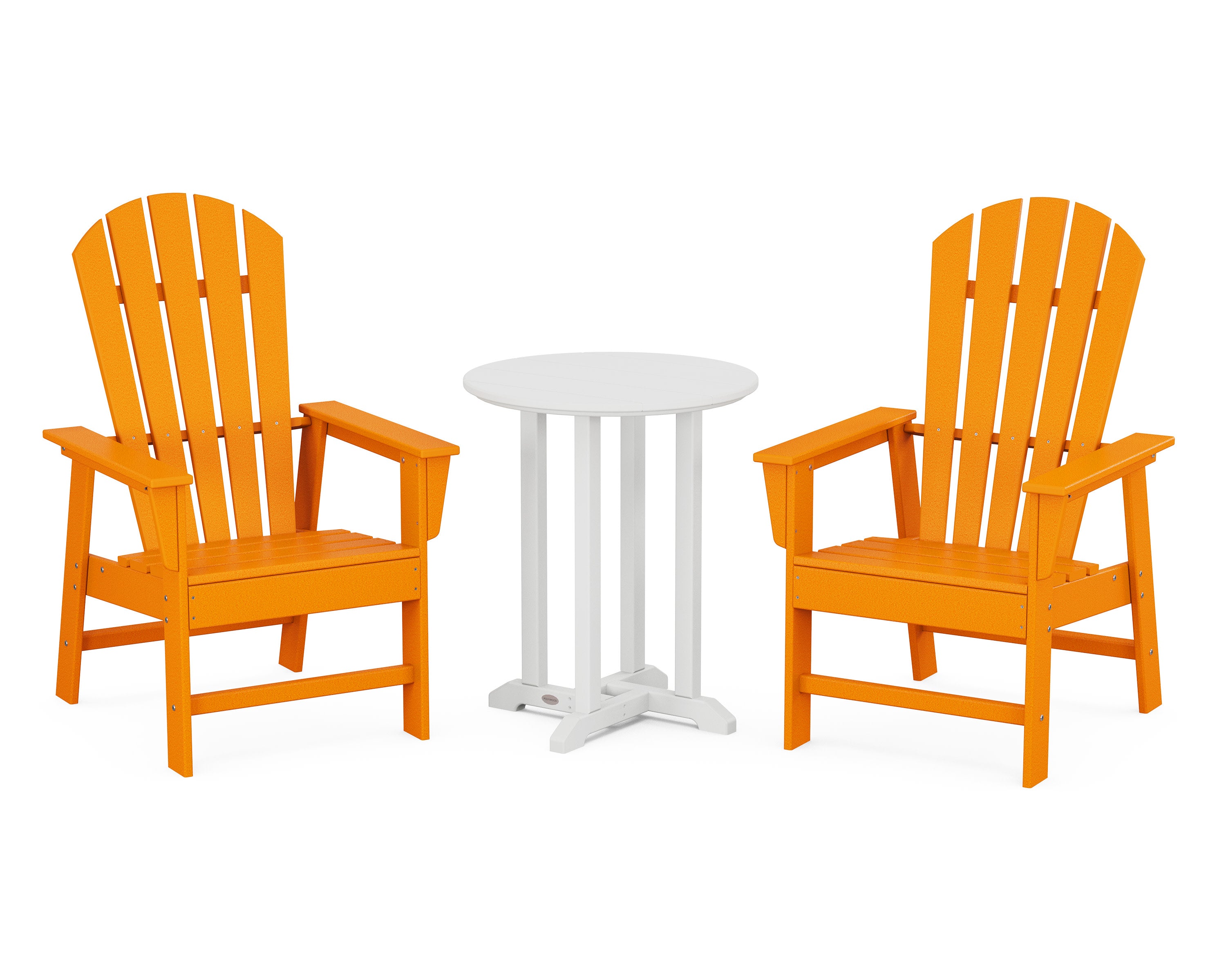 South Beach 3-Piece Round Farmhouse Bistro Dining Set in Tangerine / White