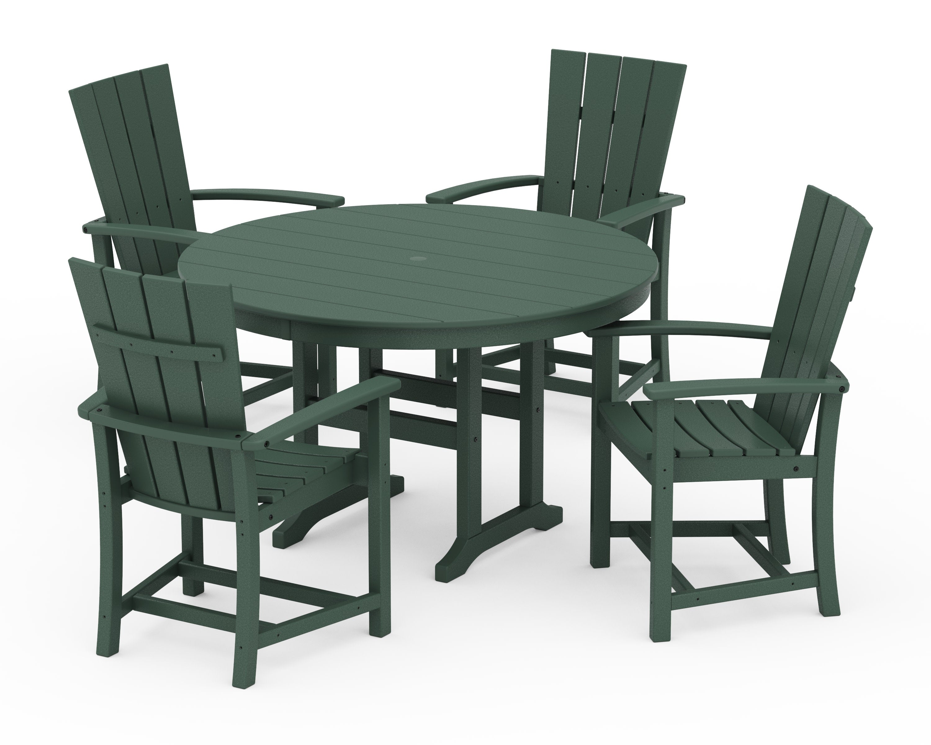 Quattro 5-Piece Round Farmhouse Dining Set in Green