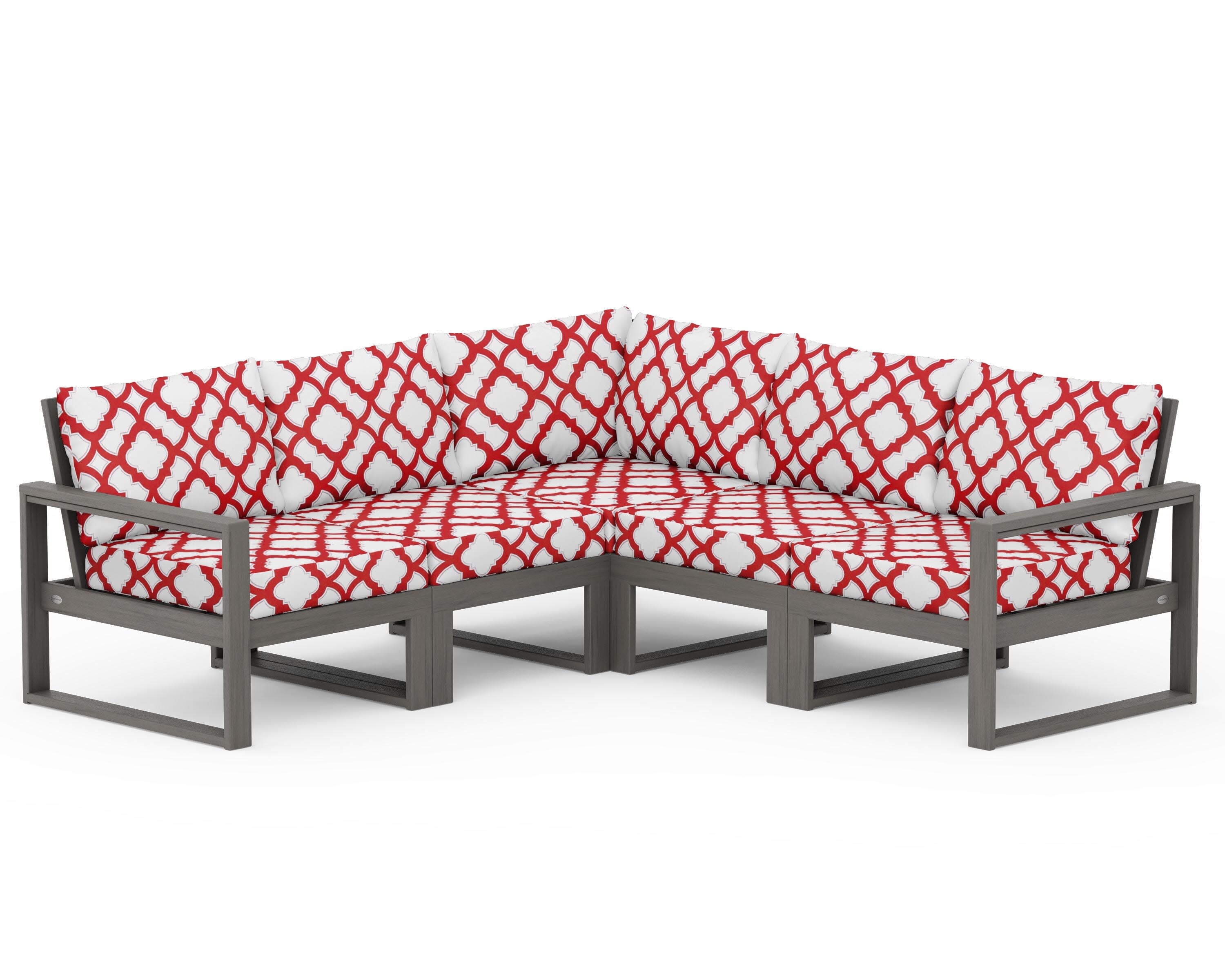 EDGE 5-Piece Modular Deep Seating Set in Driftwood / Trellis Crimson