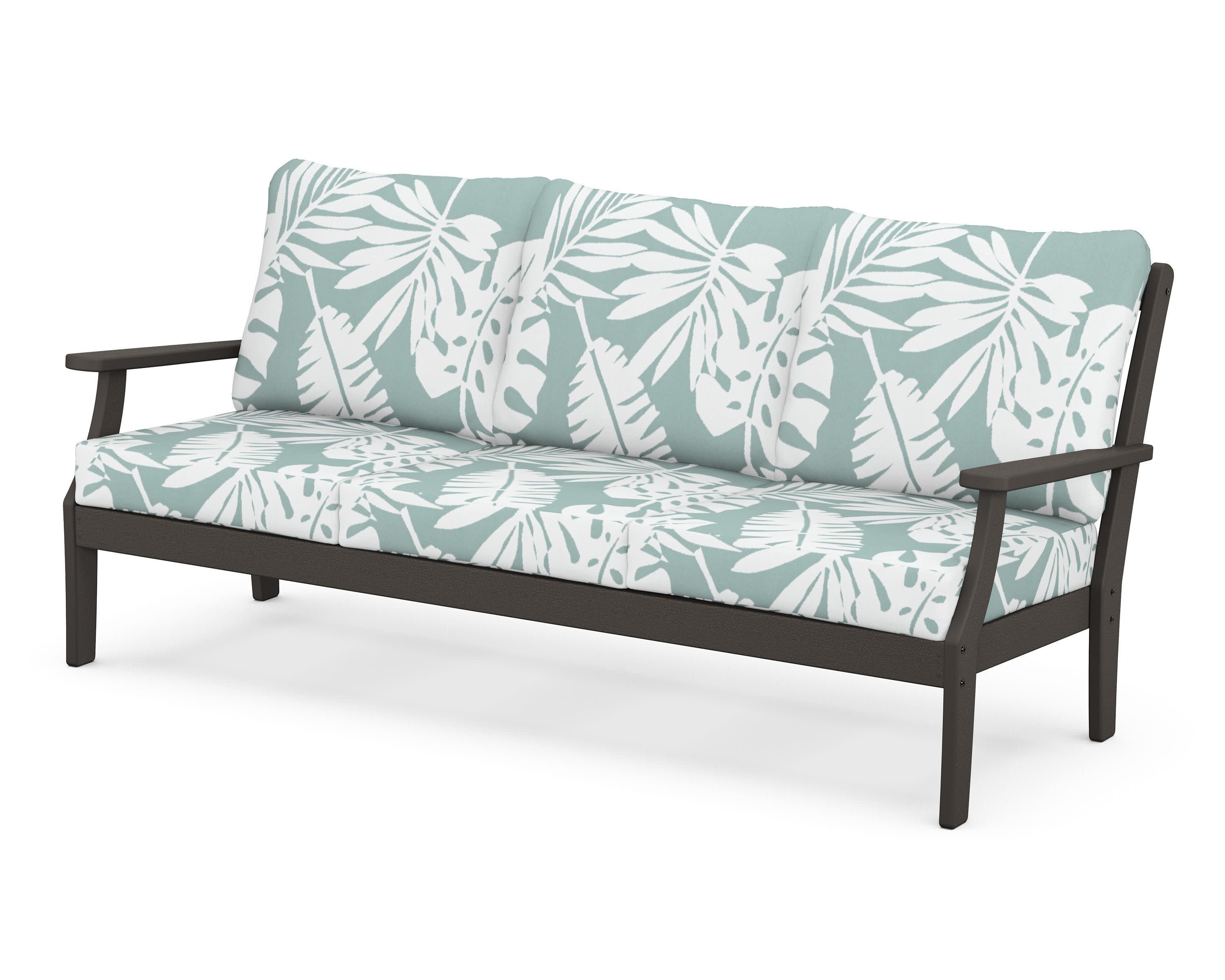 Braxton Deep Seating Sofa in Vintage Coffee / Leaf Glacier Spa