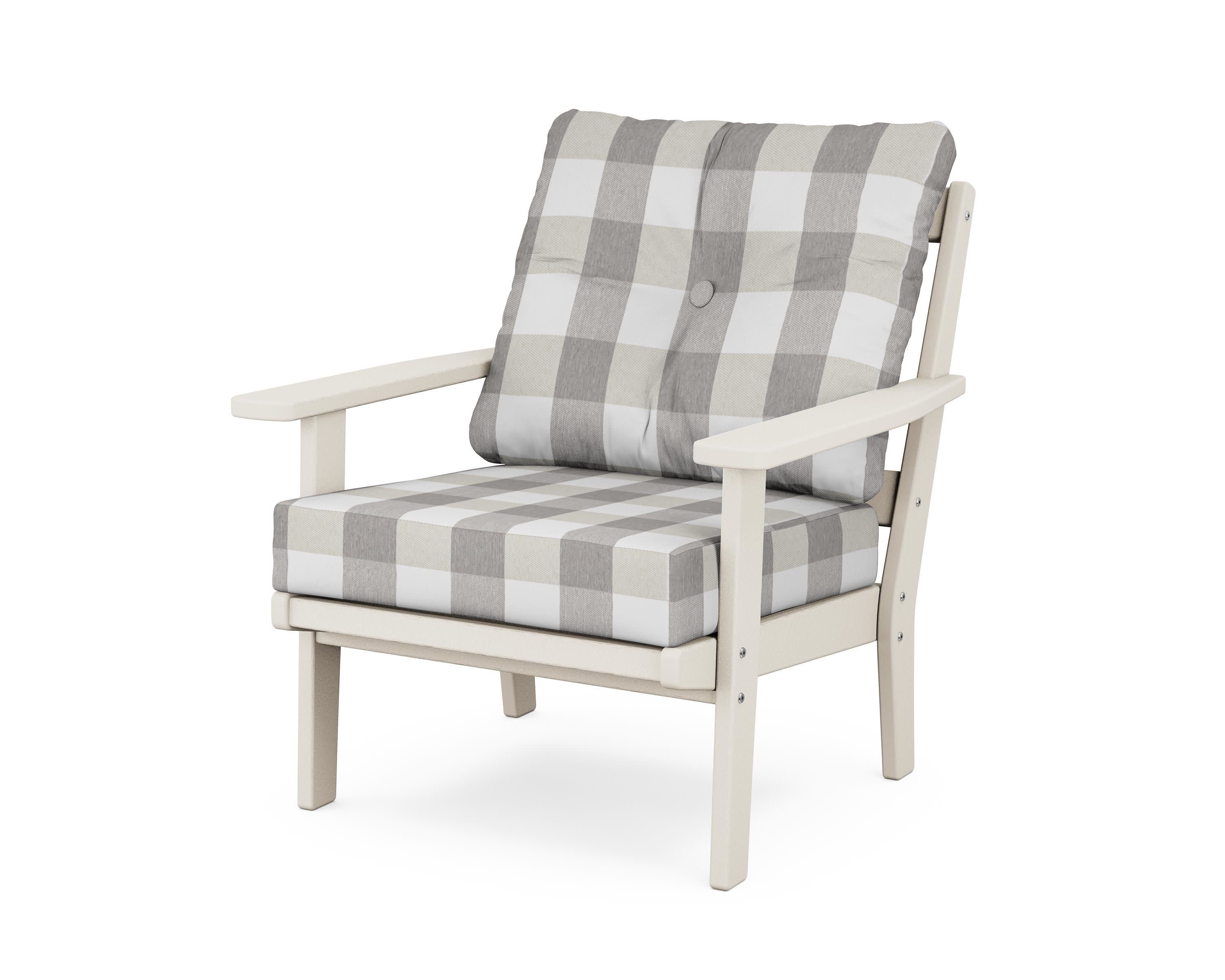 Oxford Deep Seating Chair in Sand / Buffalo Plaid Grey Mist