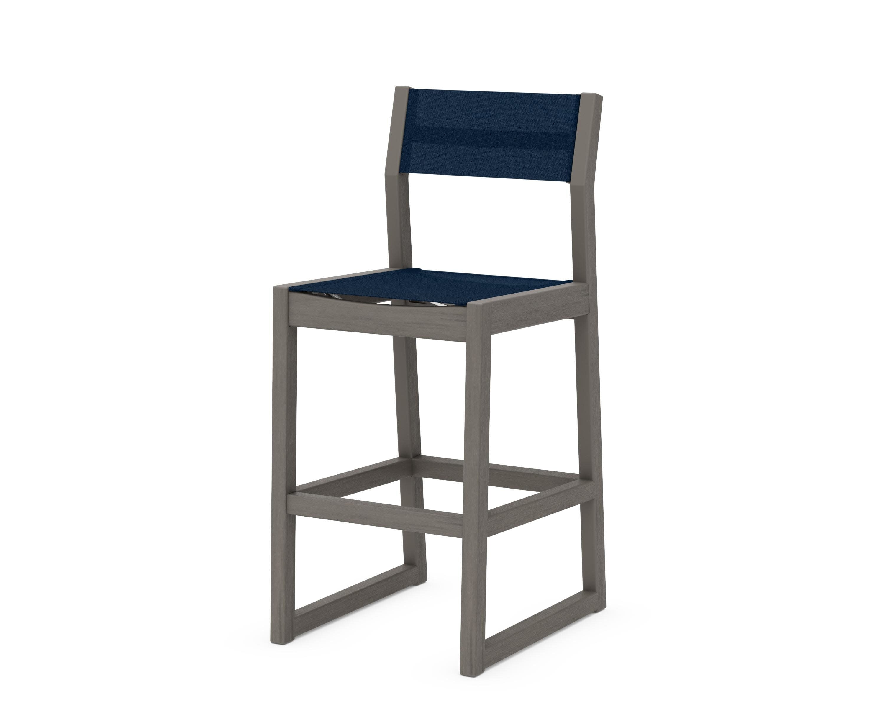 EDGE Sling Bar Side Chair in Driftwood / Navy Blue Sling