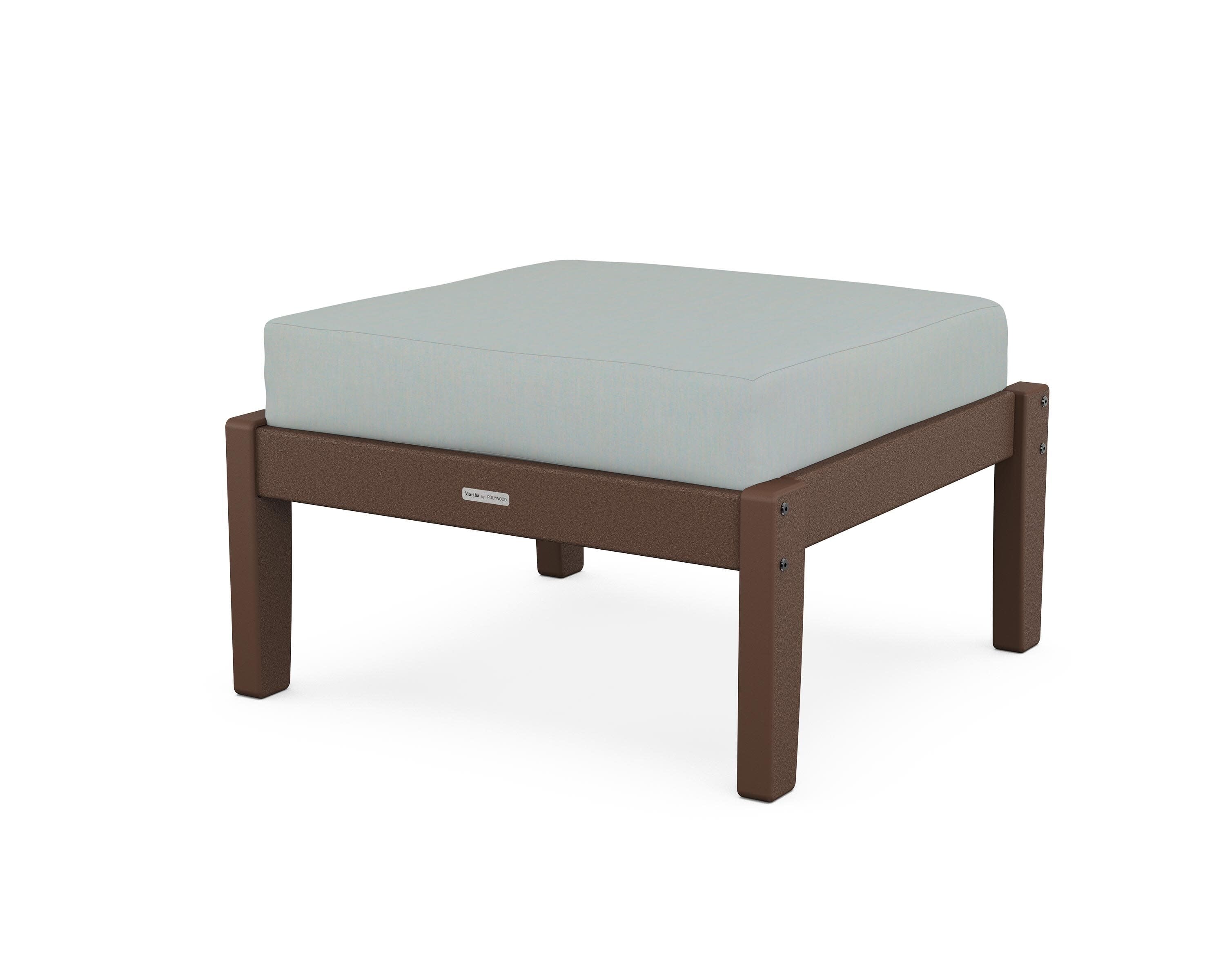 Chinoiserie Deep Seating Ottoman in Mahogany / Spa