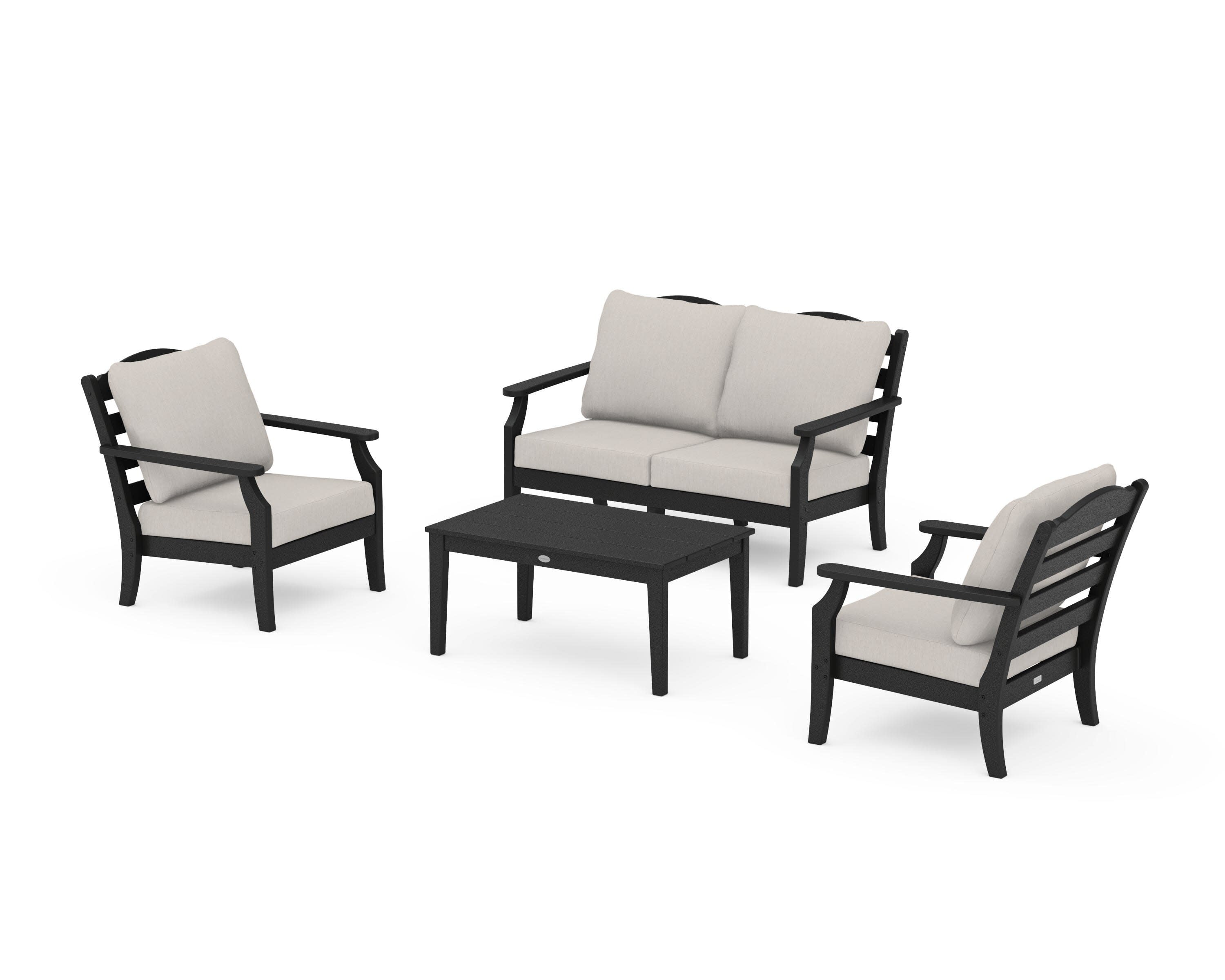 Savannah 4-Piece Deep Seating Set with Loveseat in Black / Cast Ash