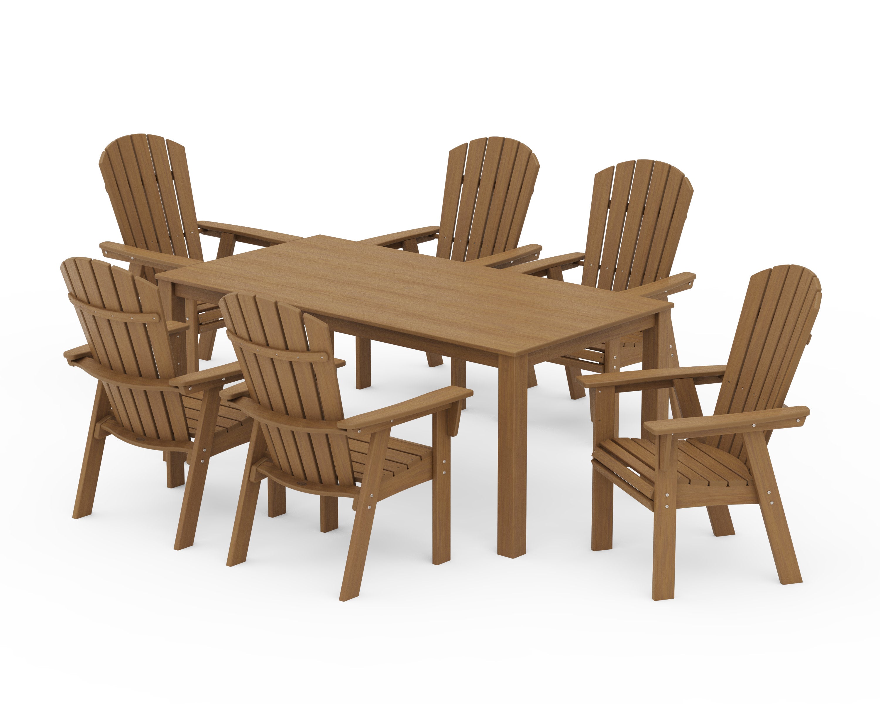 Nautical Curveback Adirondack 7-Piece Parsons Dining Set in Natural