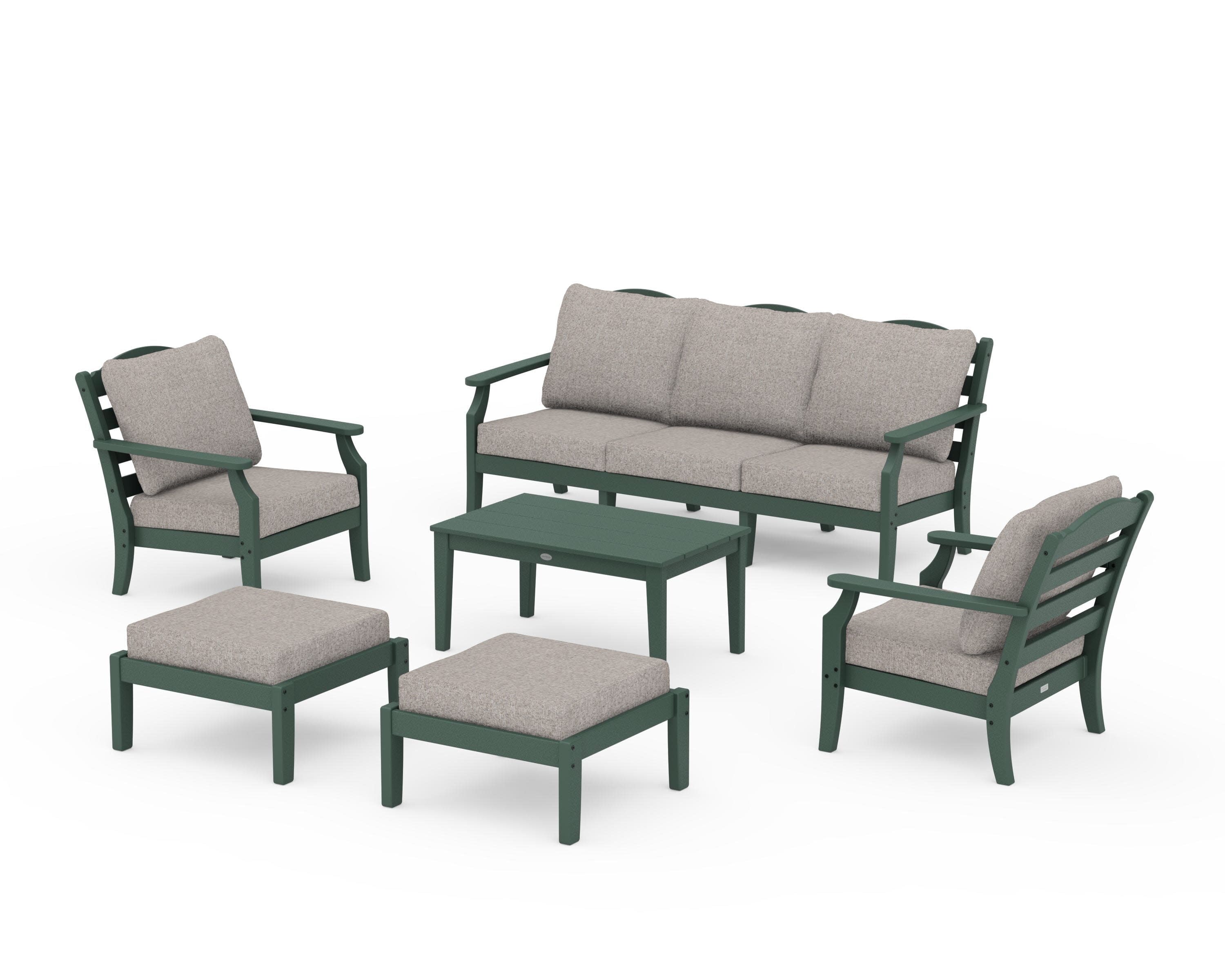 Savannah 6-Piece Lounge Sofa Set in Green / Weathered Tweed