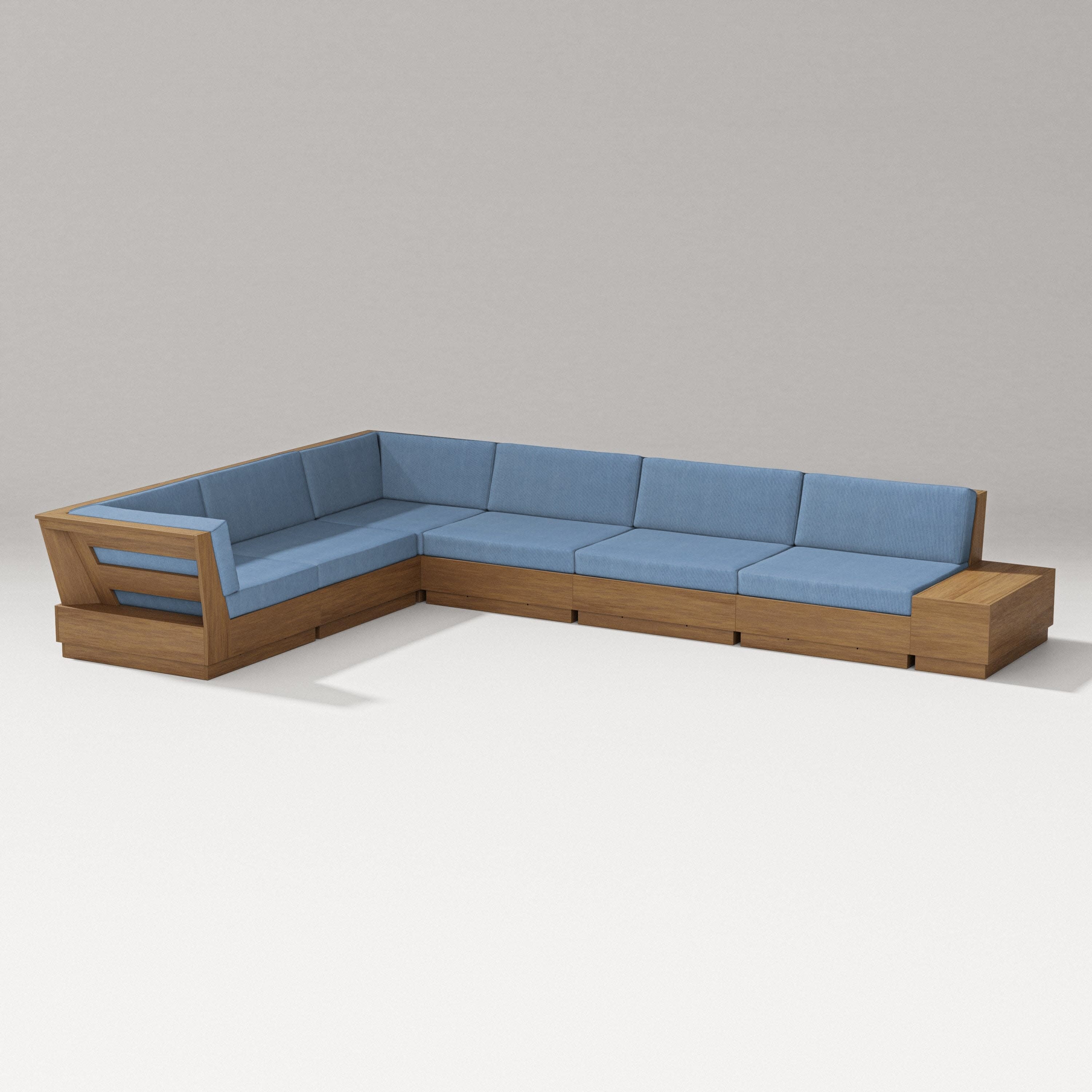 Elevate 7-Piece Corner Sectional in Natural / Sky Blue