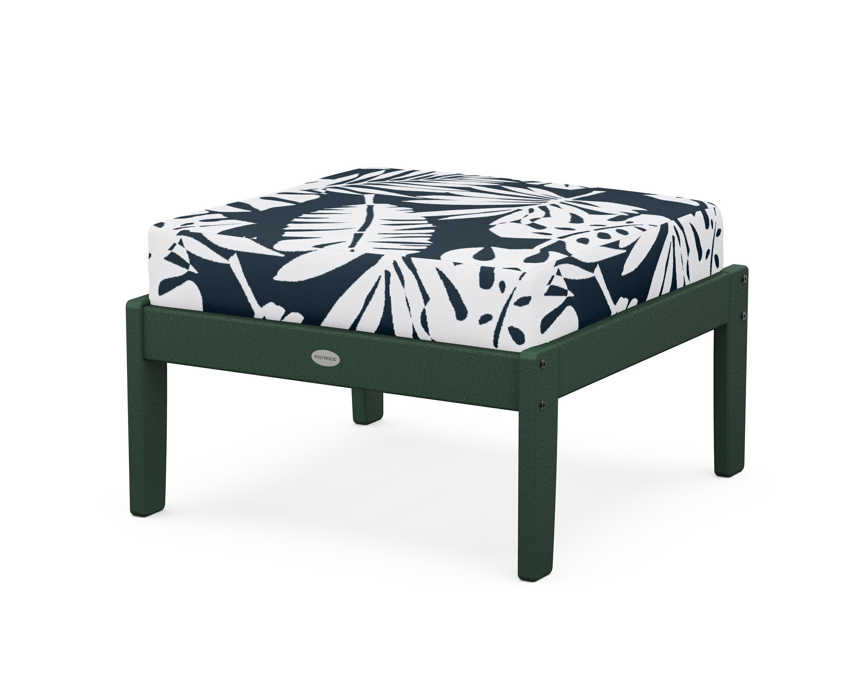 Braxton Deep Seating Ottoman in Green / Leaf Marine Indigo