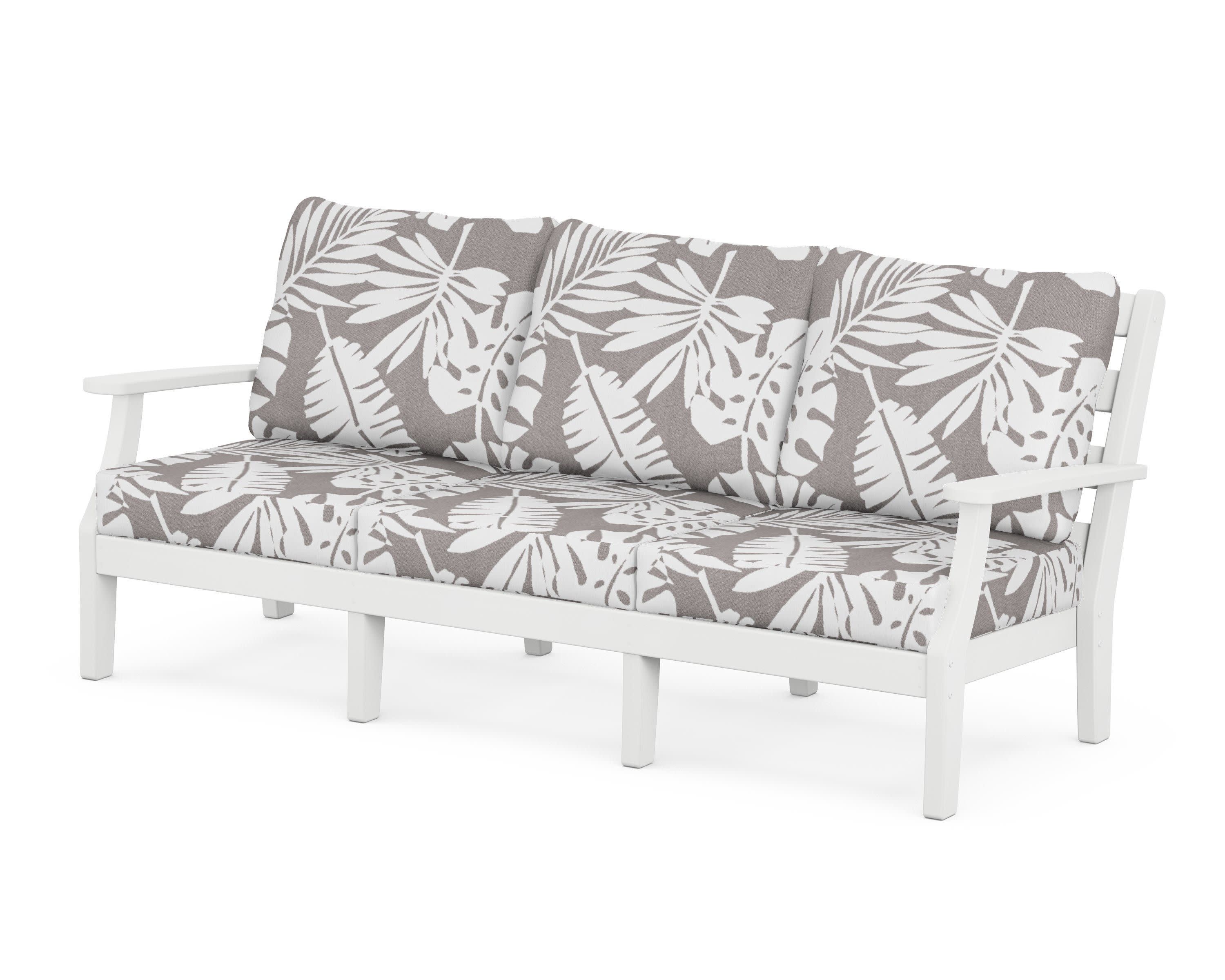 Chesapeake Deep Seating Sofa in White / Leaf Grey Mist