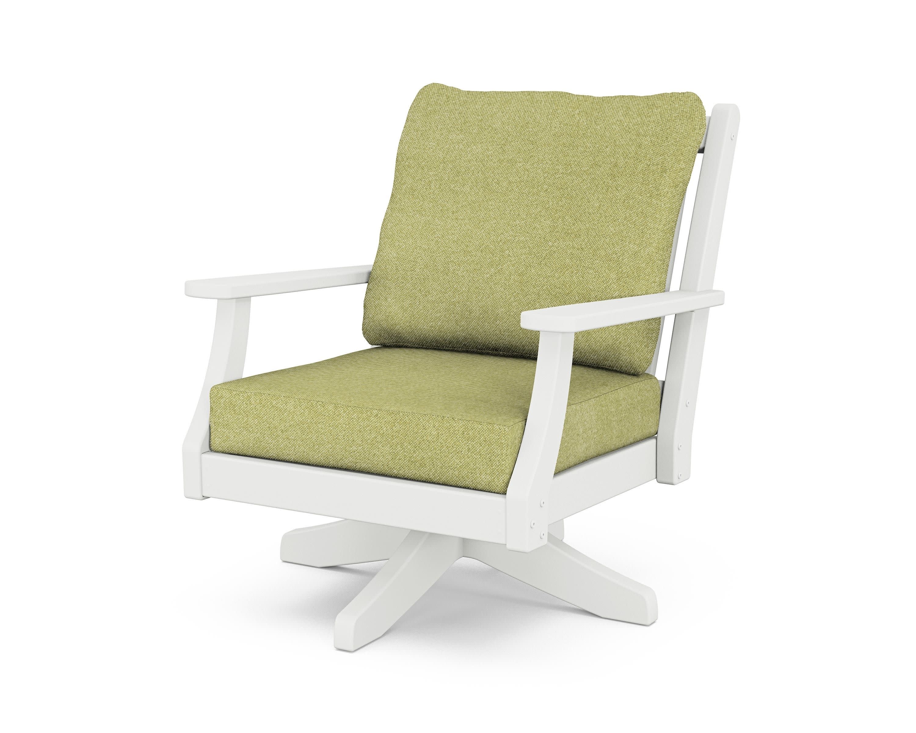 Wovendale Deep Seating Swivel Chair in White / Chartreuse Boucle