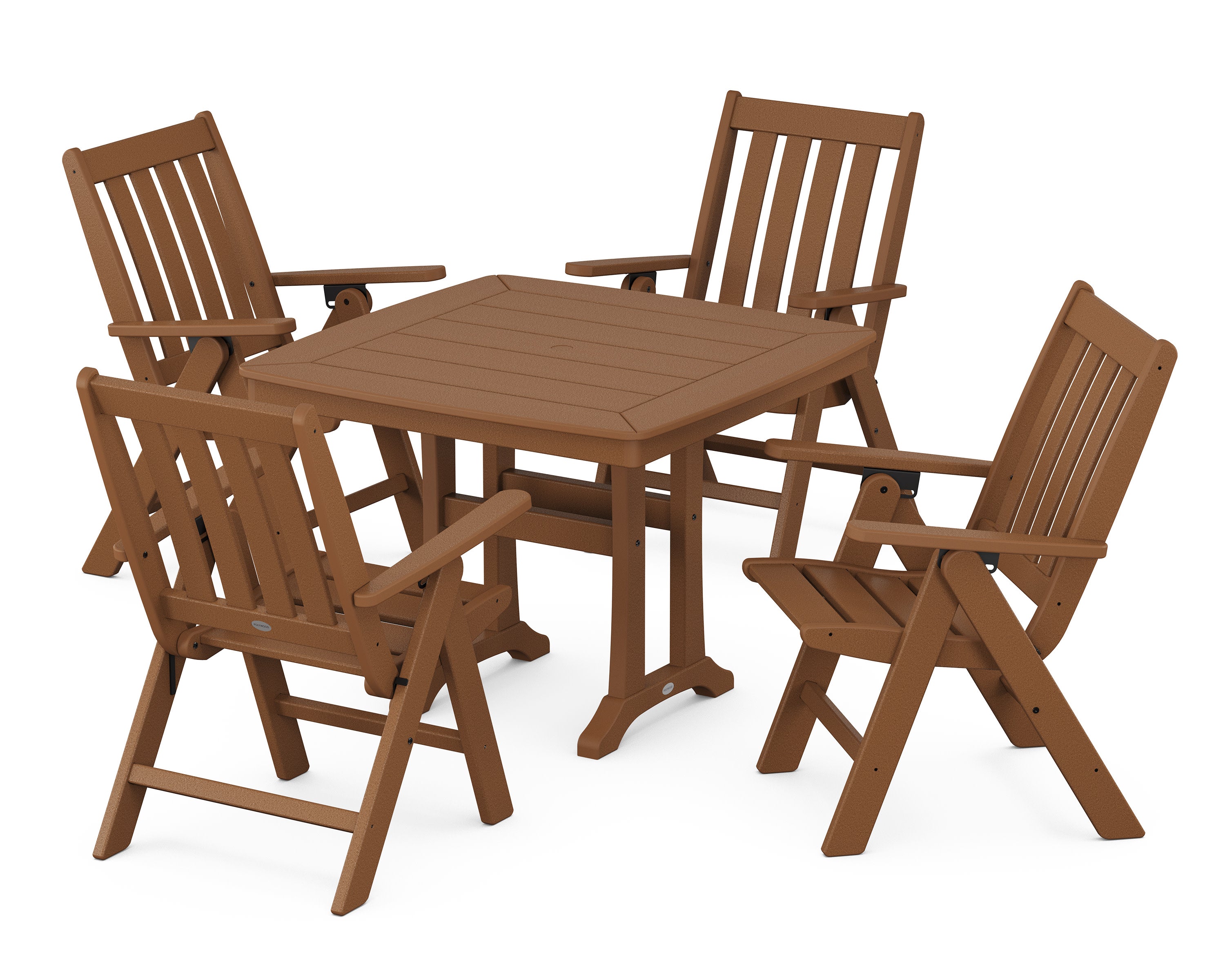 Vineyard Folding 5-Piece Dining Set with Trestle Legs in Teak
