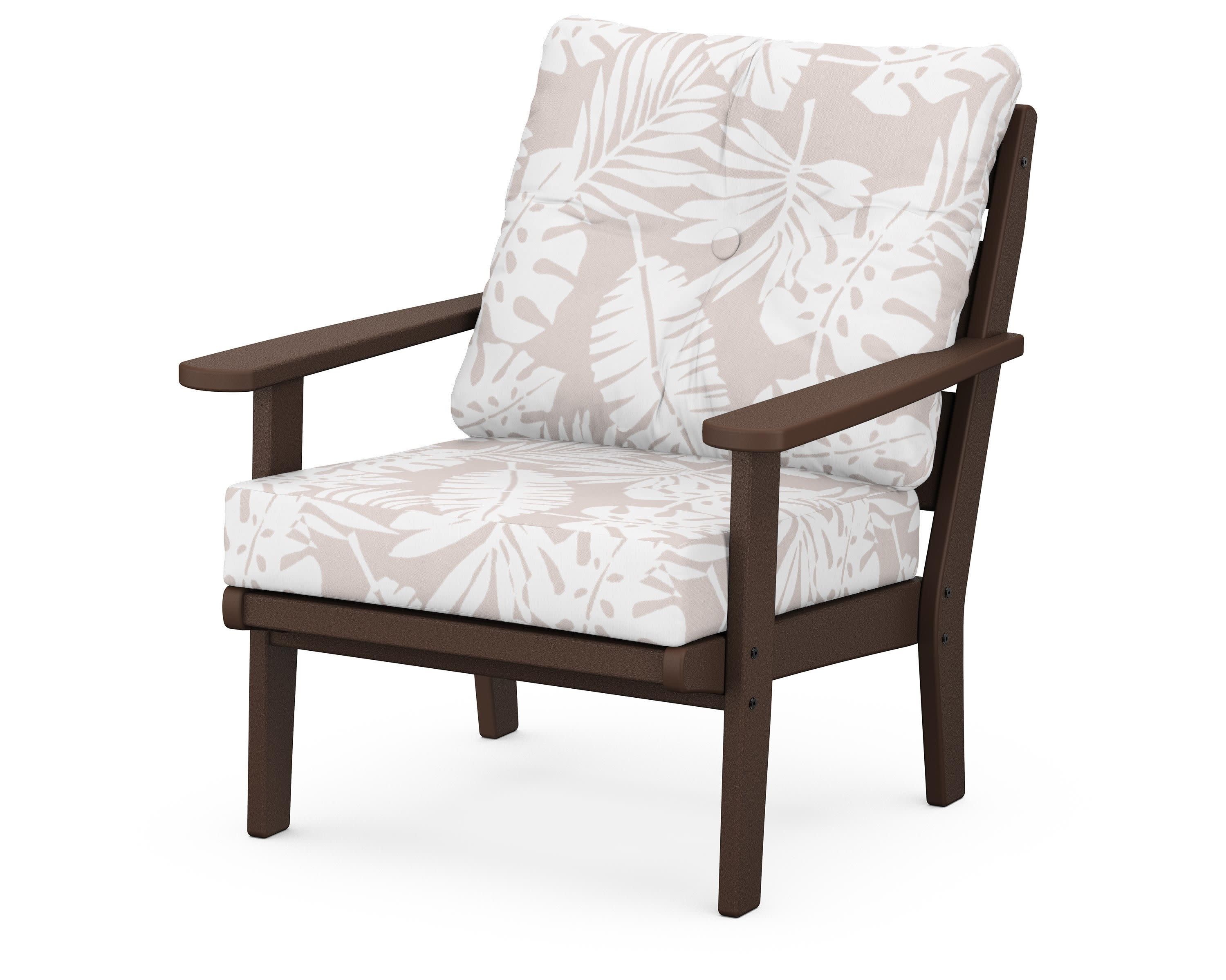 Lakeside Deep Seating Chair in Mahogany / Leaf Dune Burlap