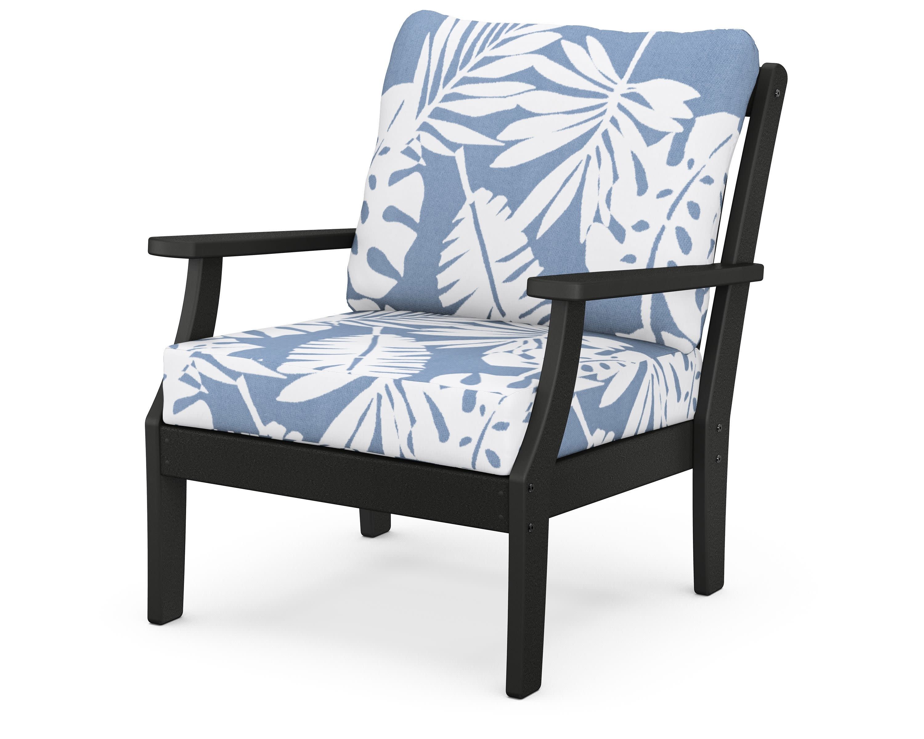 Braxton Deep Seating Chair in Black / Leaf Sky Blue