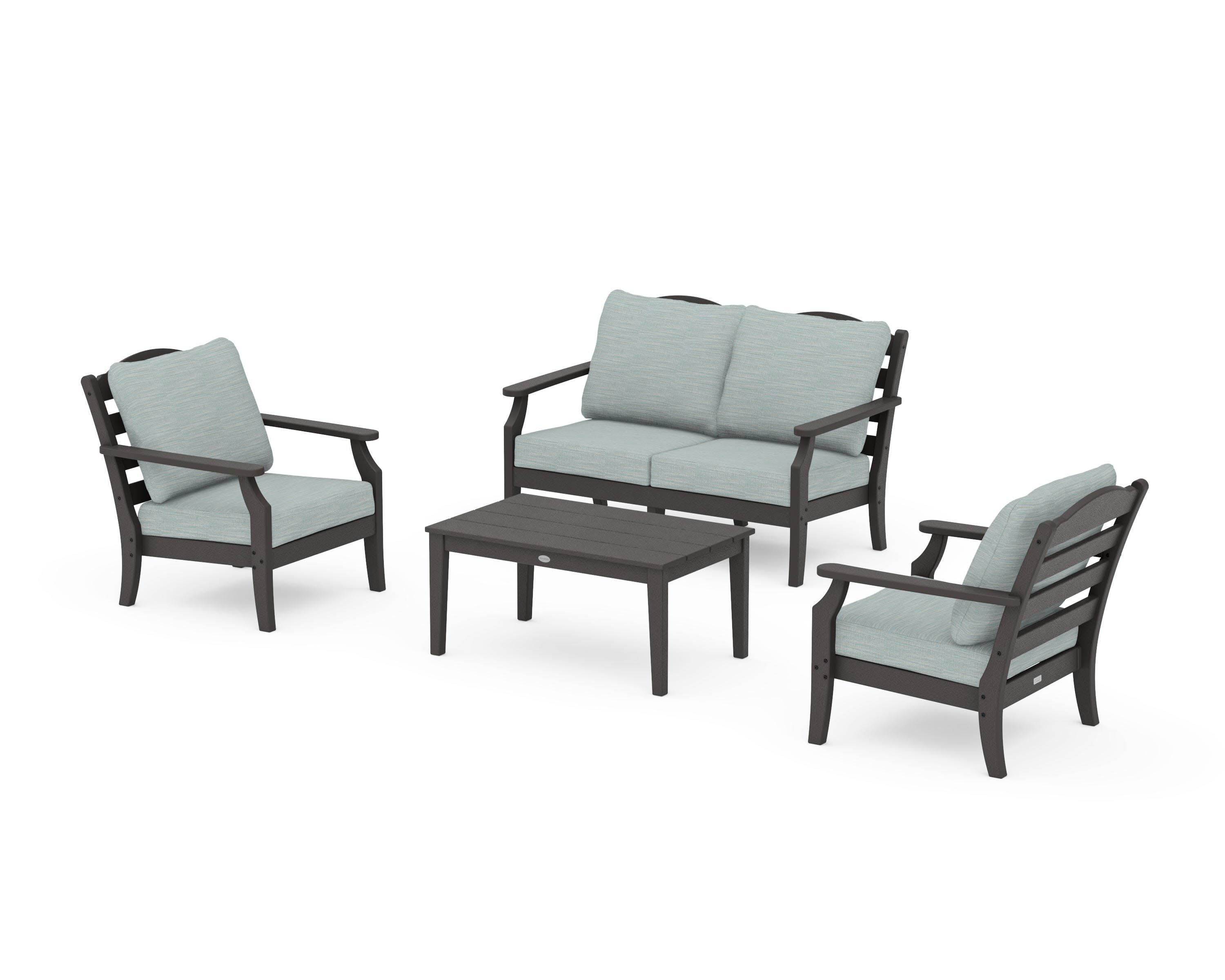 Savannah 4-Piece Deep Seating Set with Loveseat in Vintage Coffee / Soothe Mist