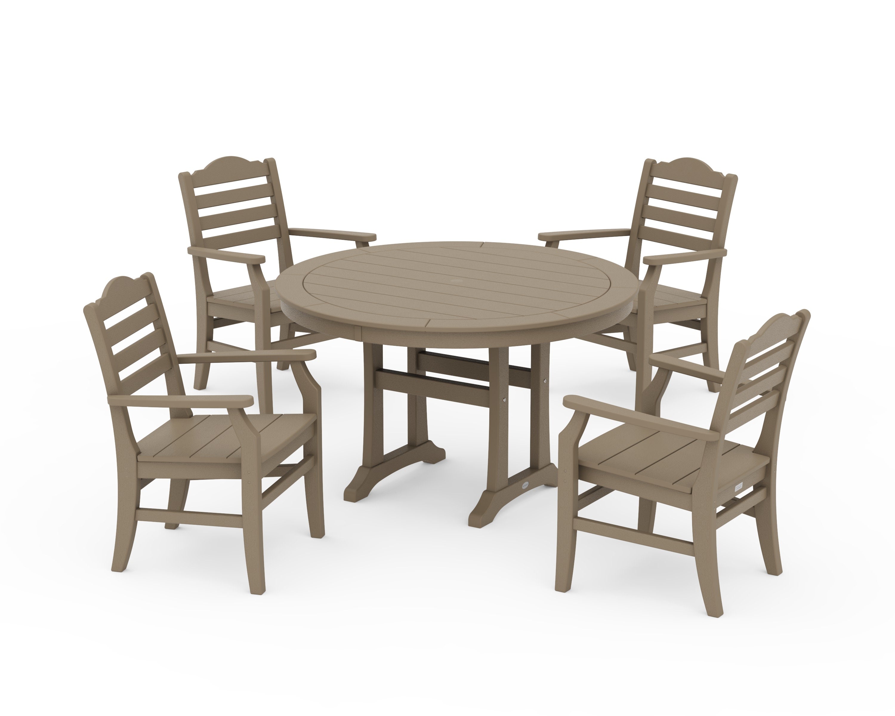 Savannah 5-Piece Round Dining Set with Trestle Legs in Vintage Sahara