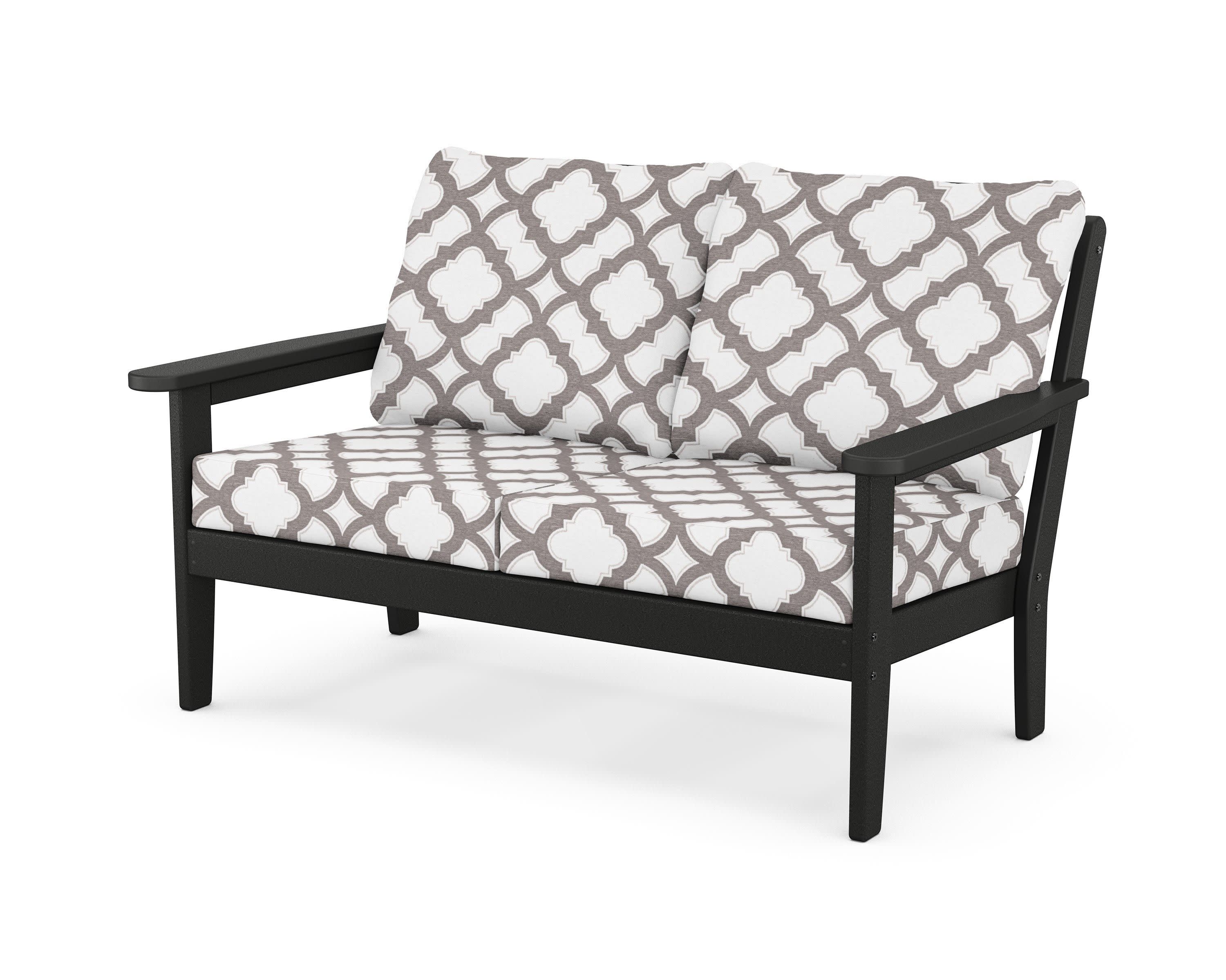 Cottage Deep Seating Loveseat in Black / Trellis Grey Mist