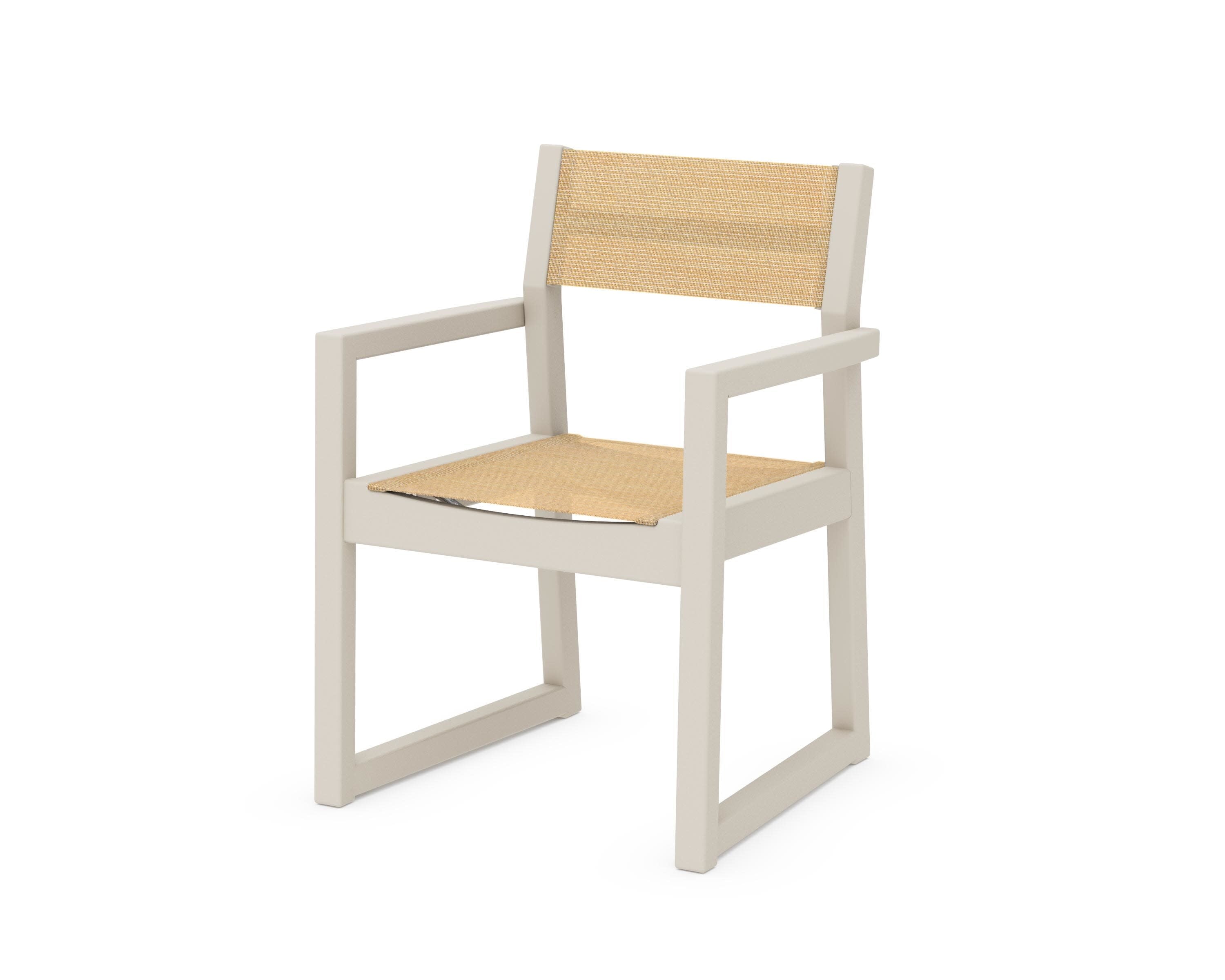 EDGE Sling Dining Arm Chair in Sand / Dupioni Apricot Sling