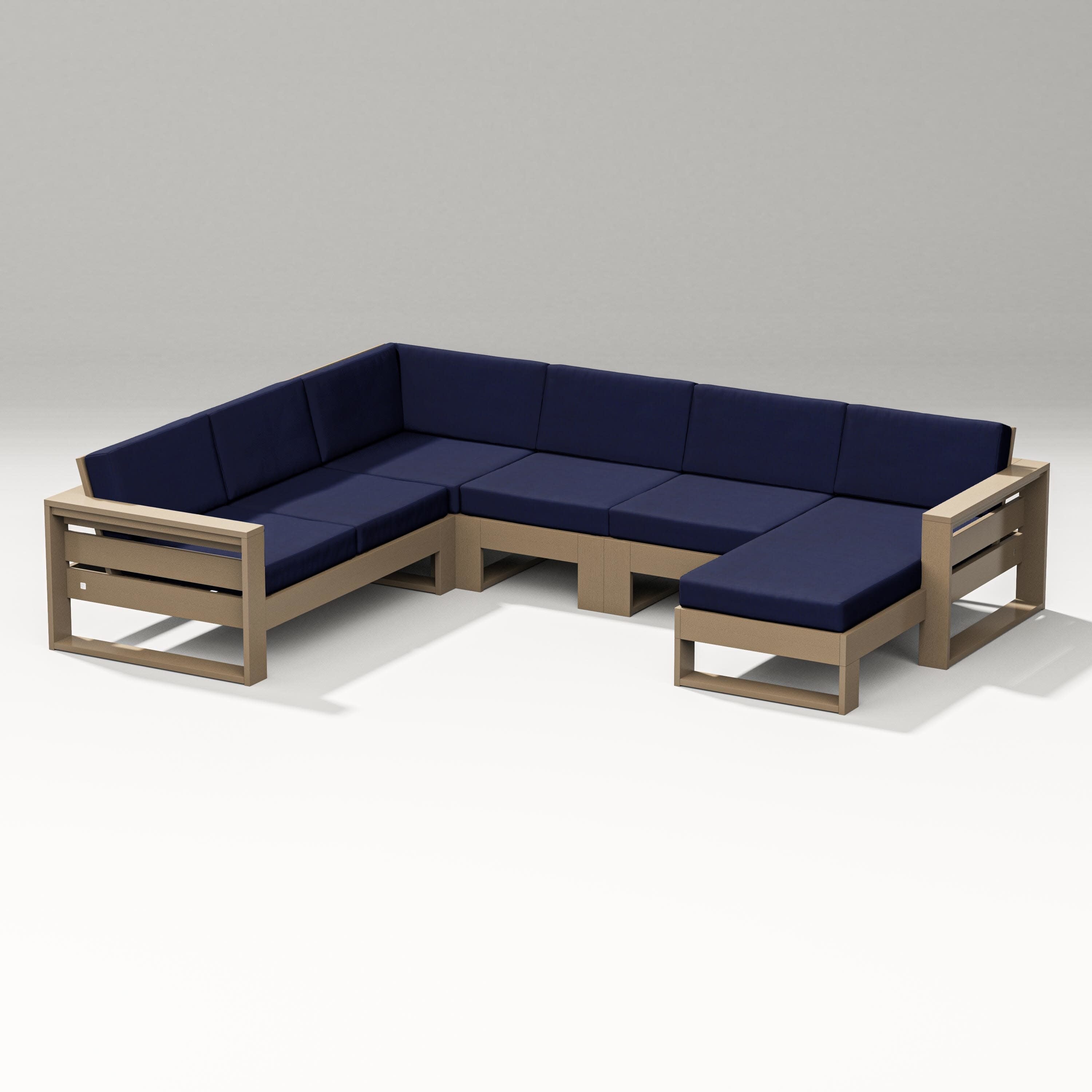 Latitude Corner Sectional with Right Chaise in Vintage Sahara / Navy