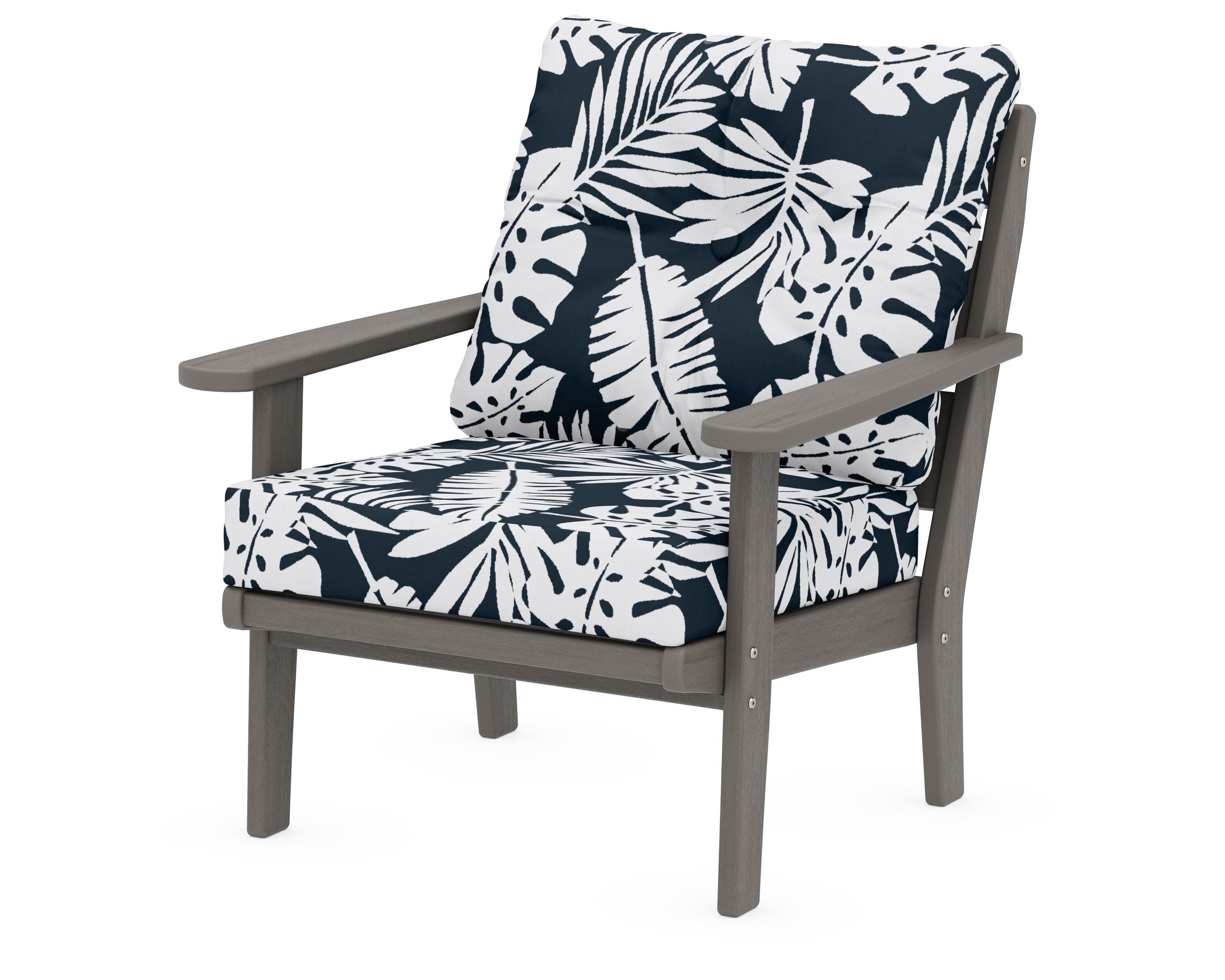 Lakeside Deep Seating Chair in Driftwood / Leaf Marine Indigo