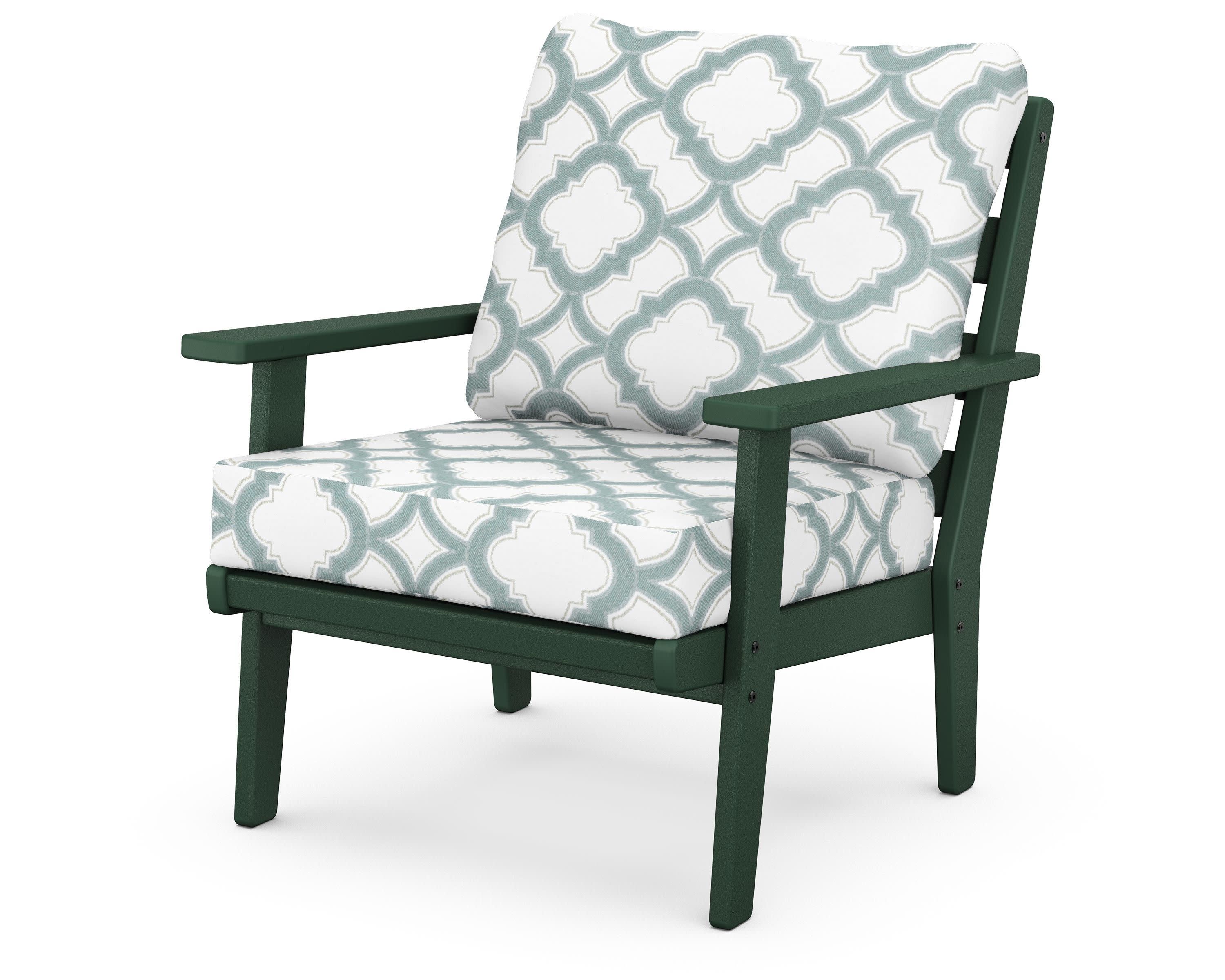 Grant Park Deep Seating Chair in Green / Trellis Glacier Spa