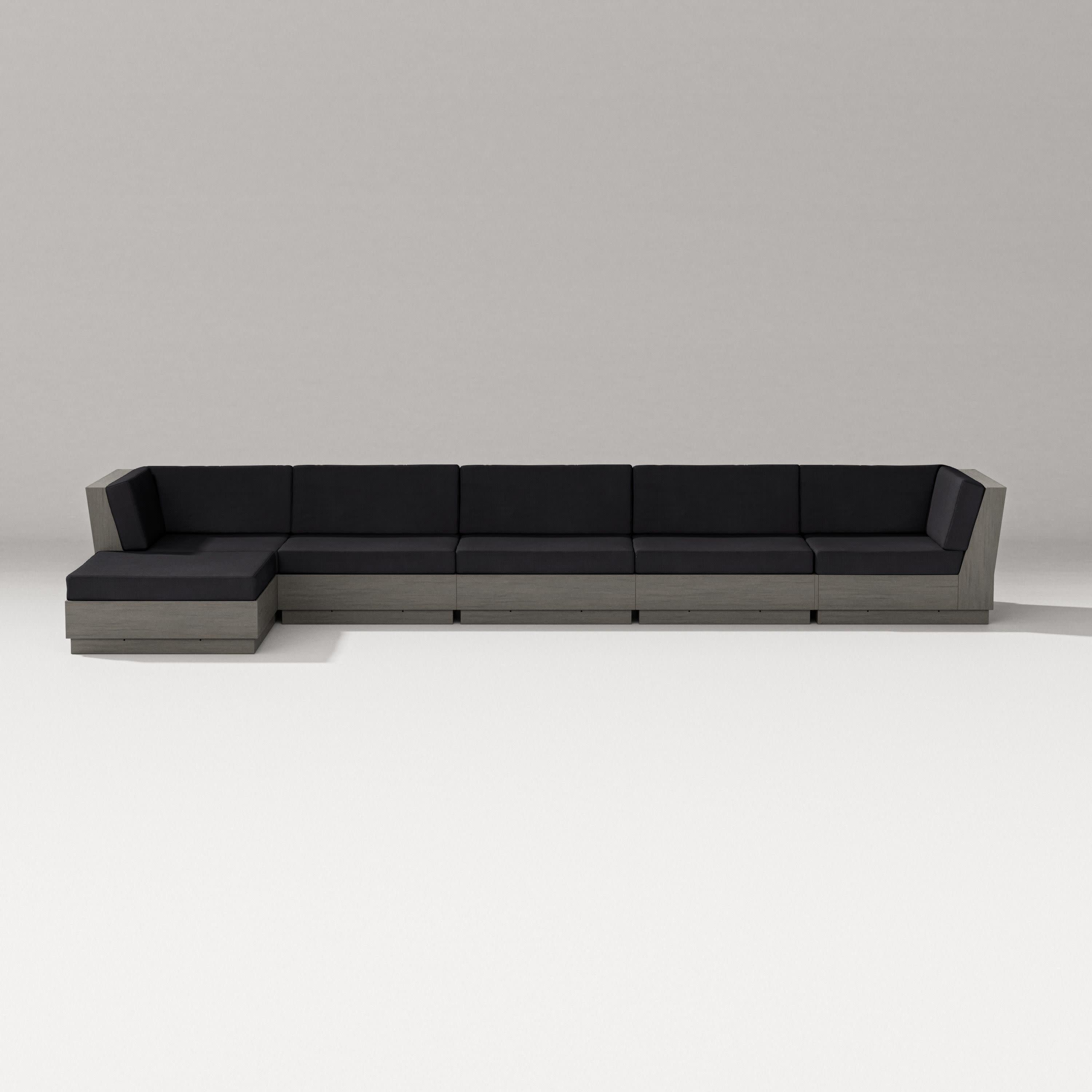 Elevate 6-Piece Chaise Sectional in Driftwood / Midnight Linen
