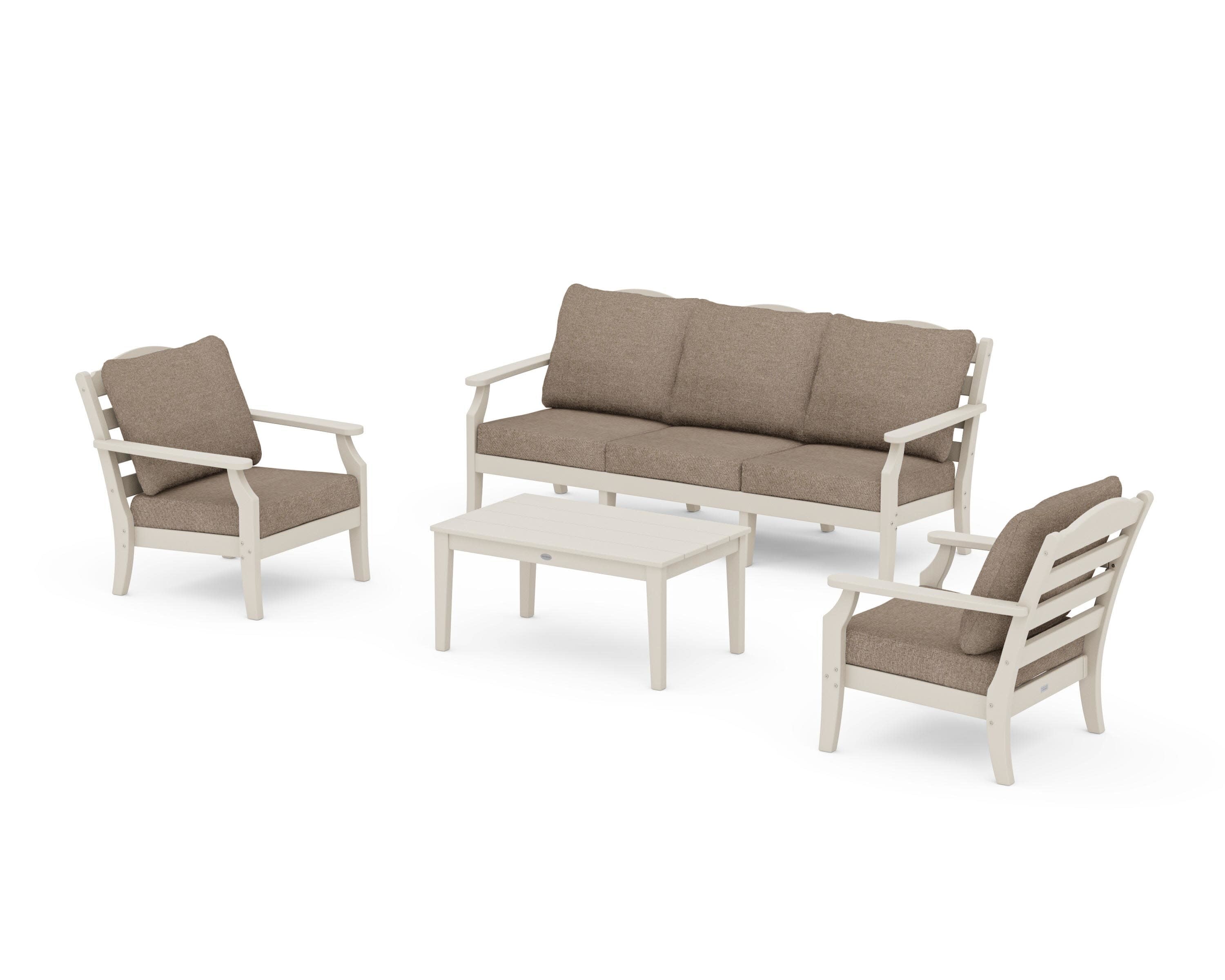 Savannah 4-Piece Deep Seating Set with Sofa in Sand / Spiced Burlap