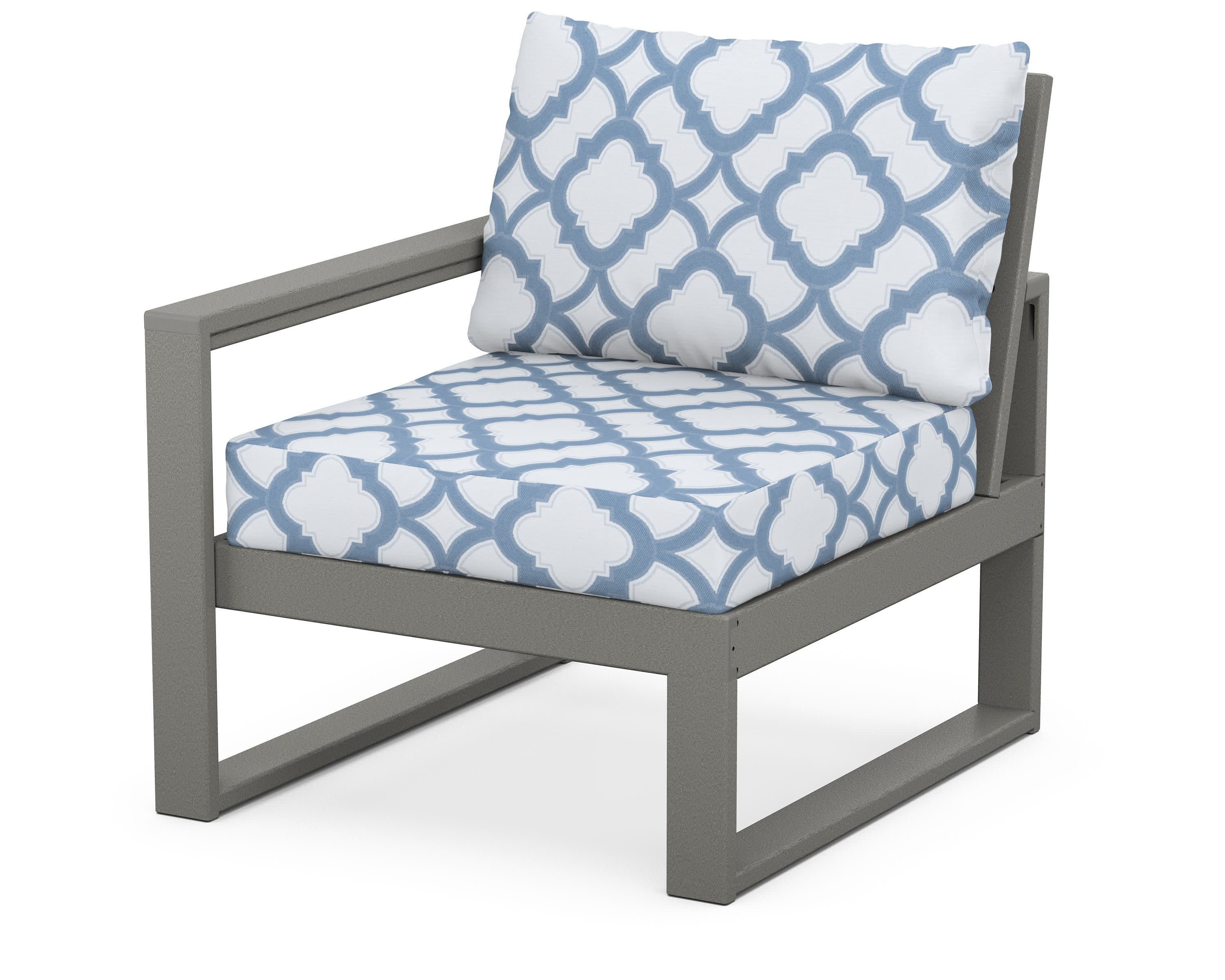 EDGE Modular Left Arm Chair in Slate Grey / Trellis Sky Blue
