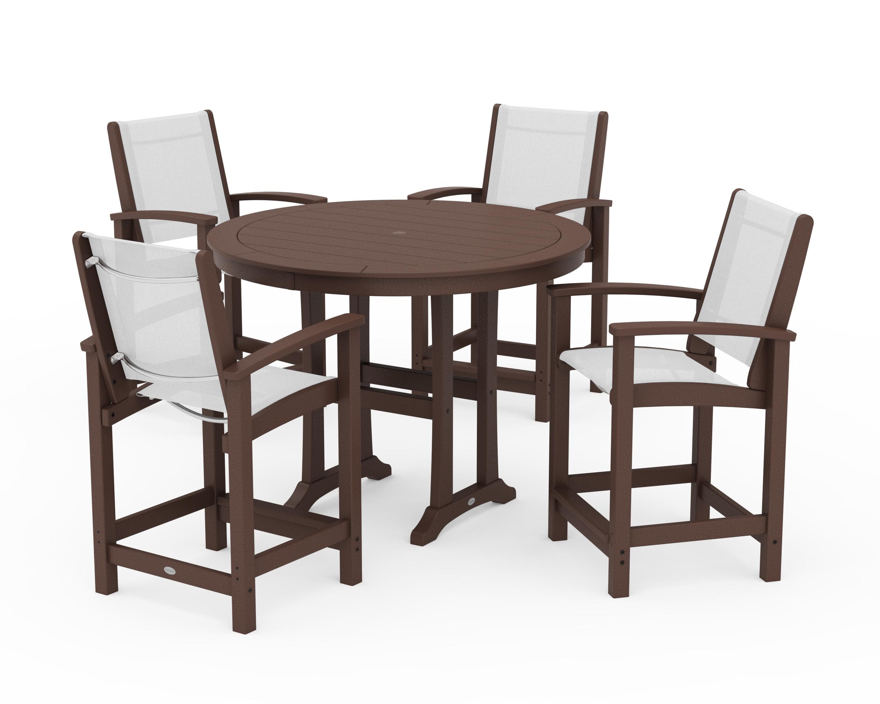 Coastal 5-Piece Counter Set in Mahogany / White Sling