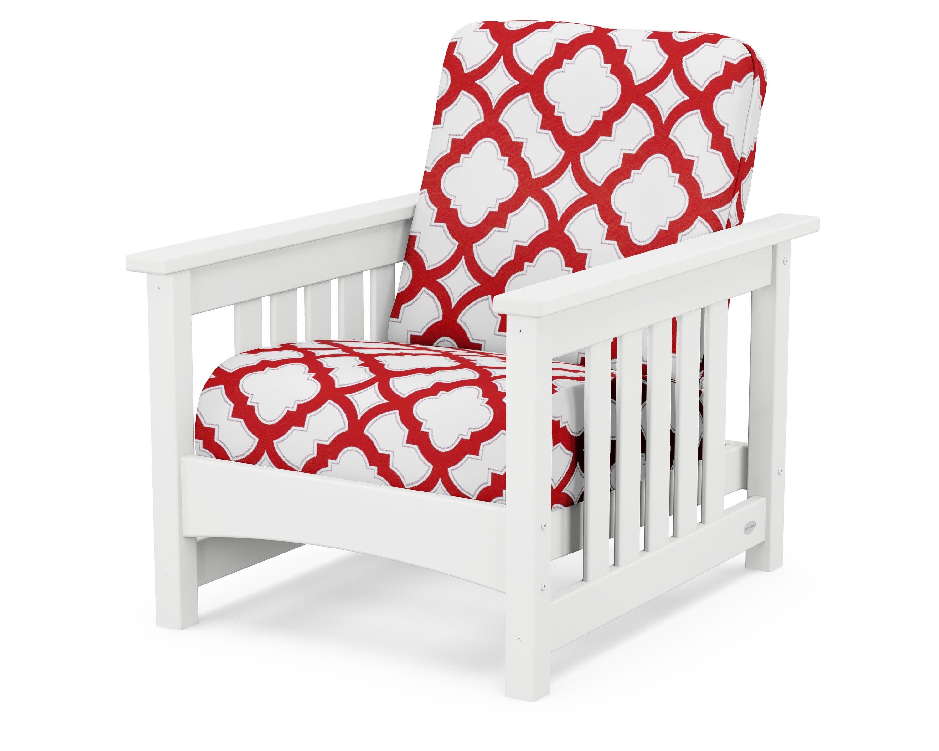 Club Mission Chair in White / Trellis Crimson
